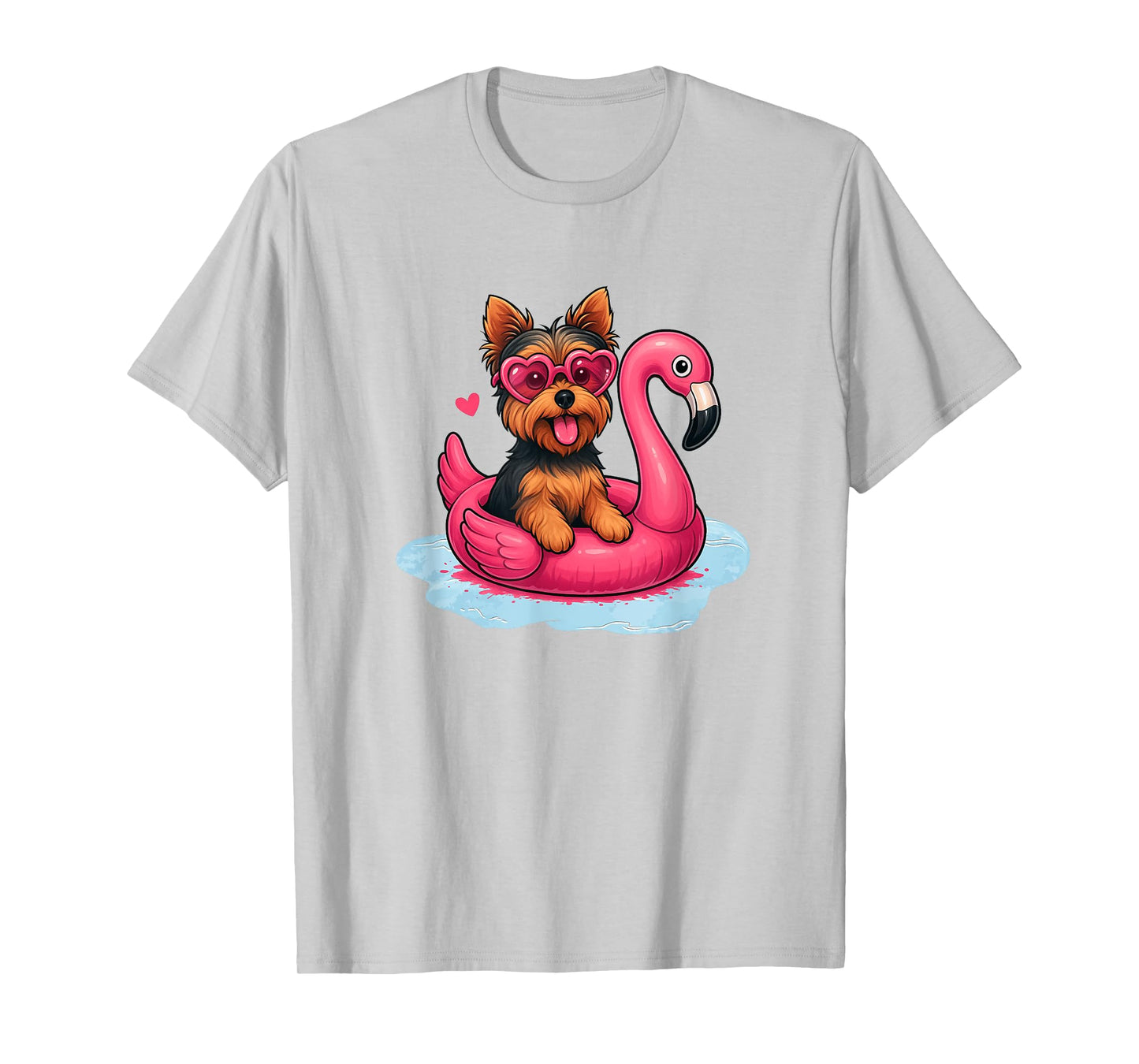 Yorkshire Terrier Flamingo Pool Float Cute Summer Pup T-Shirt