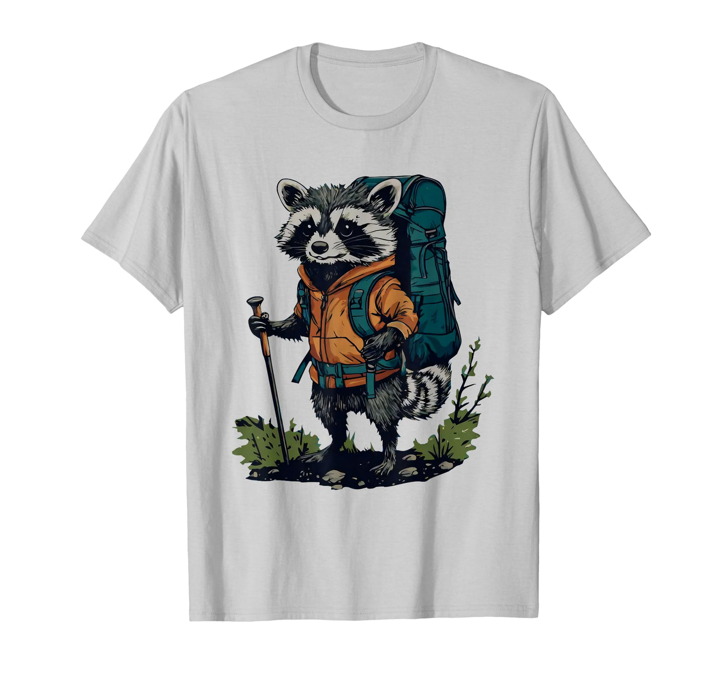 Racoon Backpacker Mountain Hiking Camping Funny T-Shirt