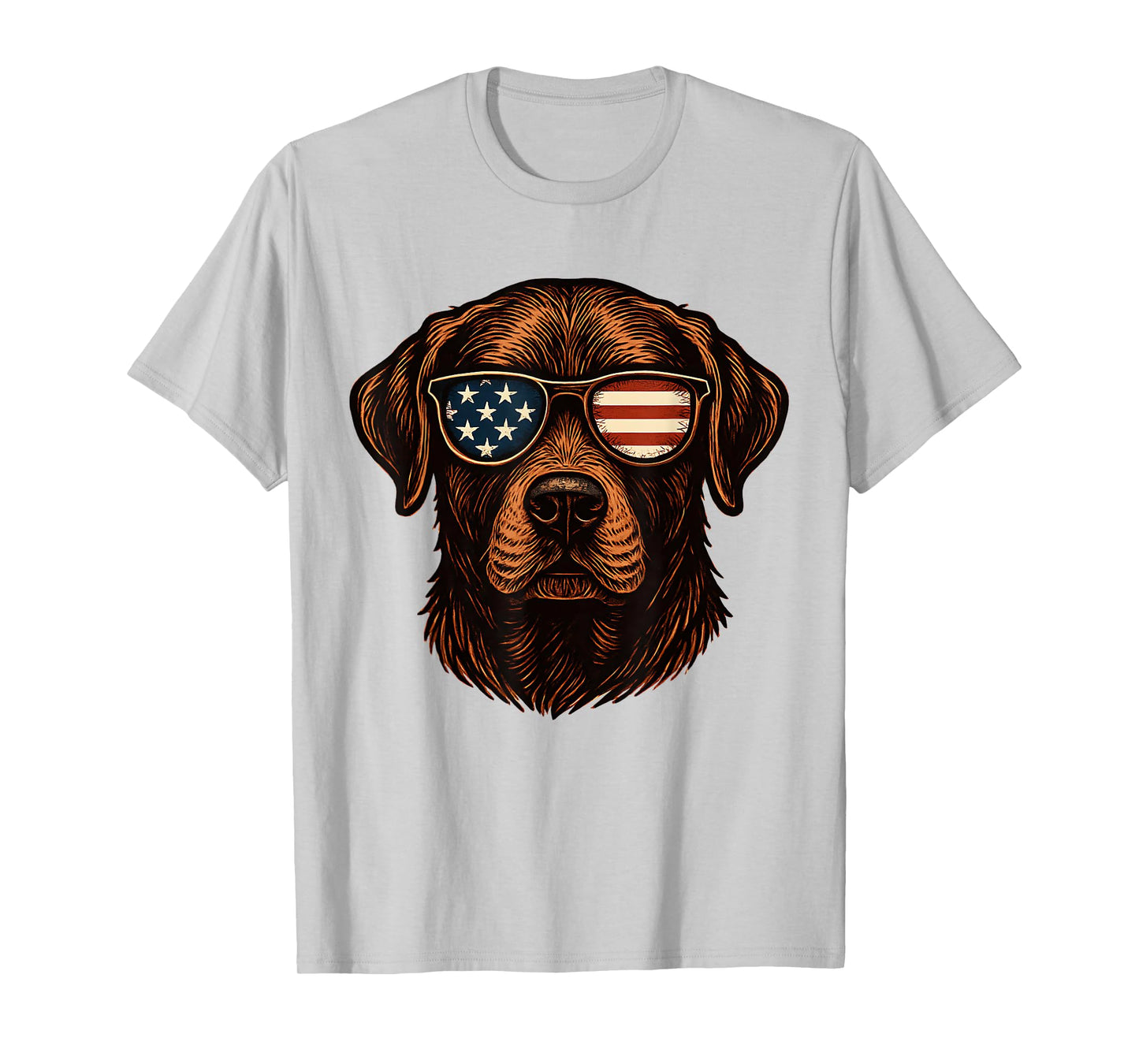 Chocolate Labrador Patriotic American Flag Sunglasses T-Shirt