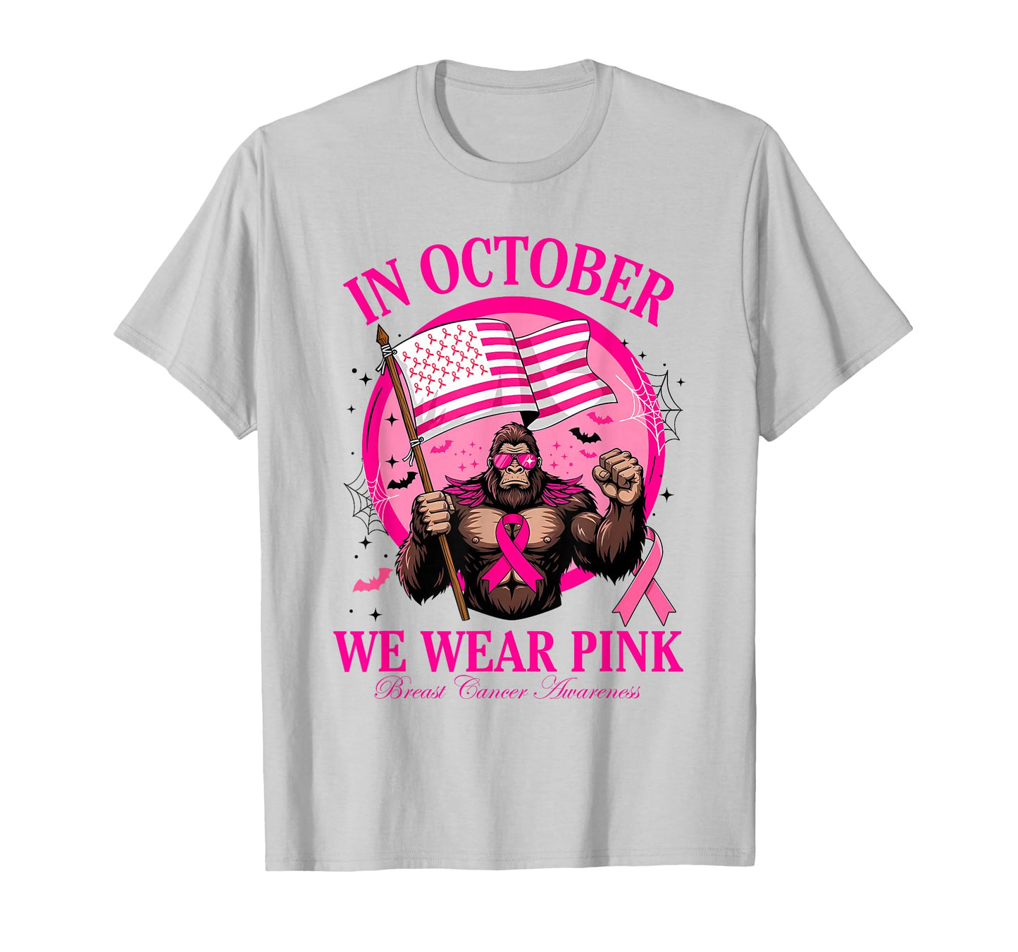 Bigfoot Pink Ribbon Breast Cancer Awareness Month Women Men T-Shirt