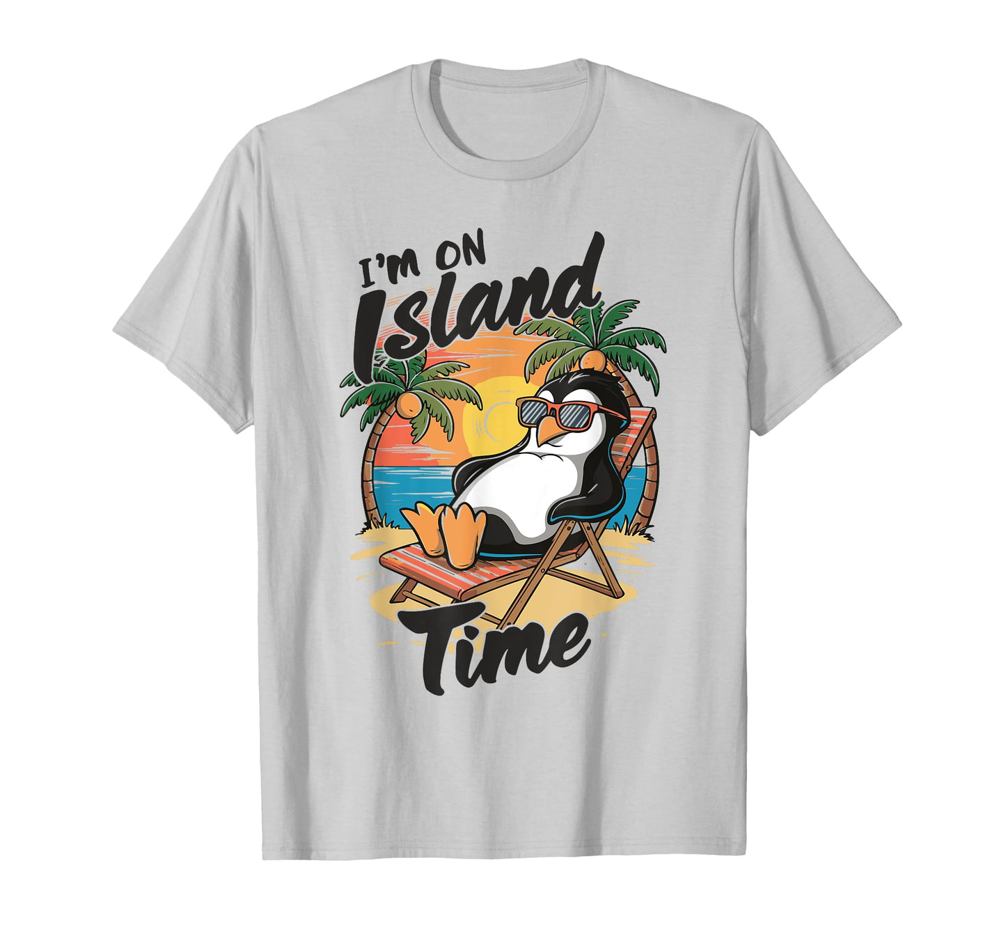Island vacation Tropical Travel Relax time Penguin Design T-Shirt