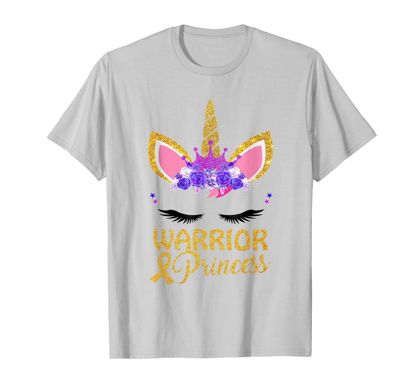 Childhood Cancer Awareness Unicorn Warrior Princess T-Shirt