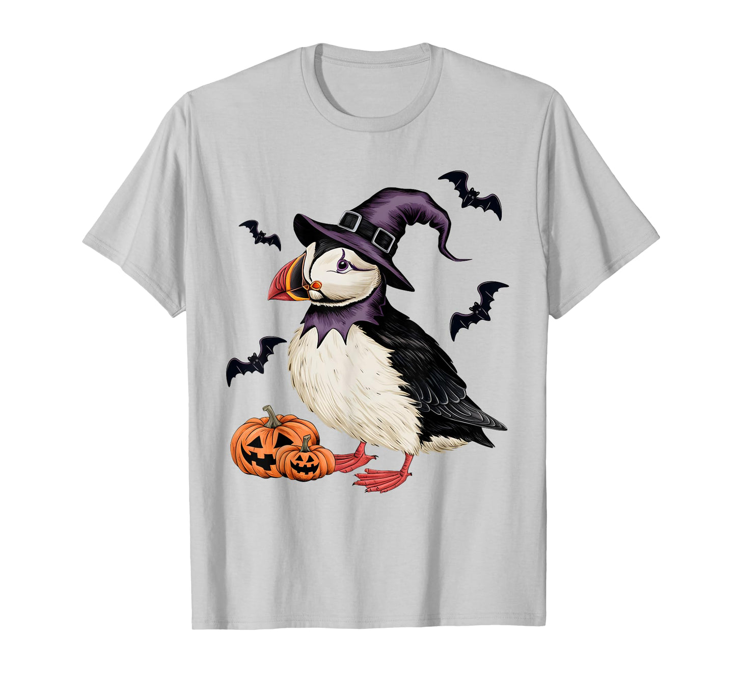 Puffin Bird Halloween Costume Scary Pumpkin Bat Witch T-Shirt
