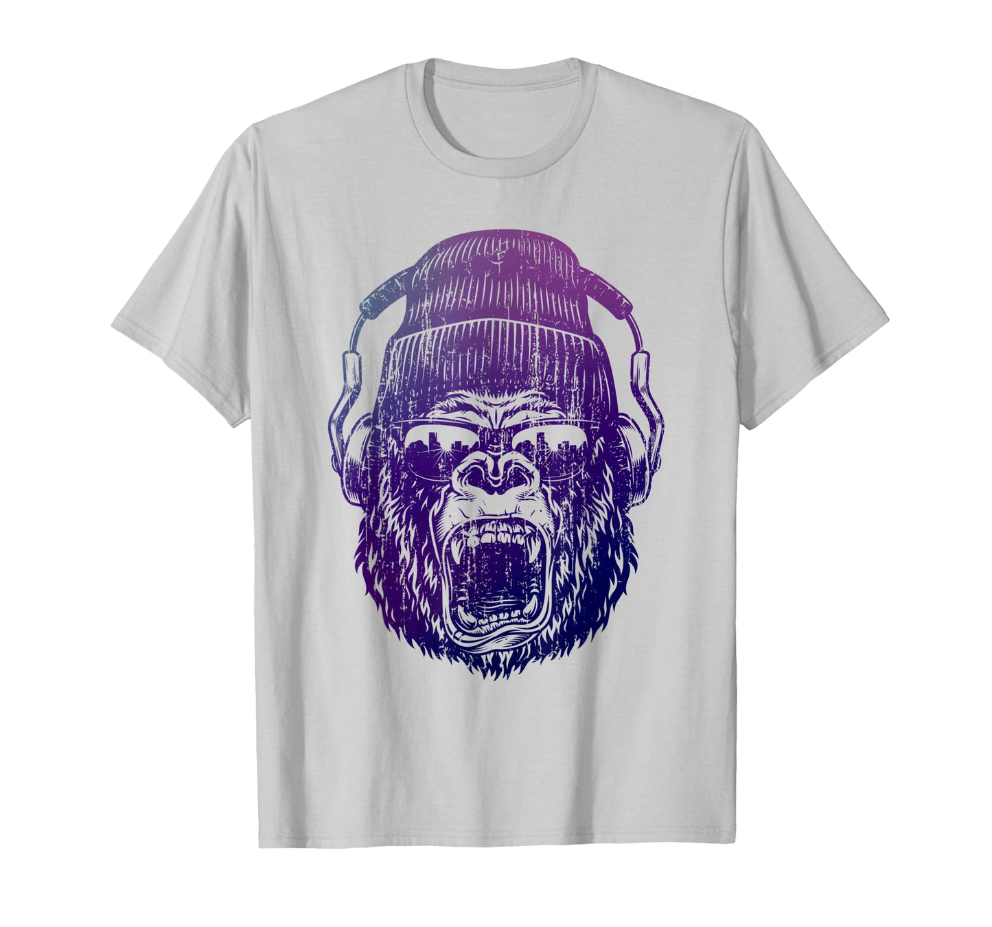 funky Monkey Chimp With Sunglasses And Headphones Funny T-Shirt
