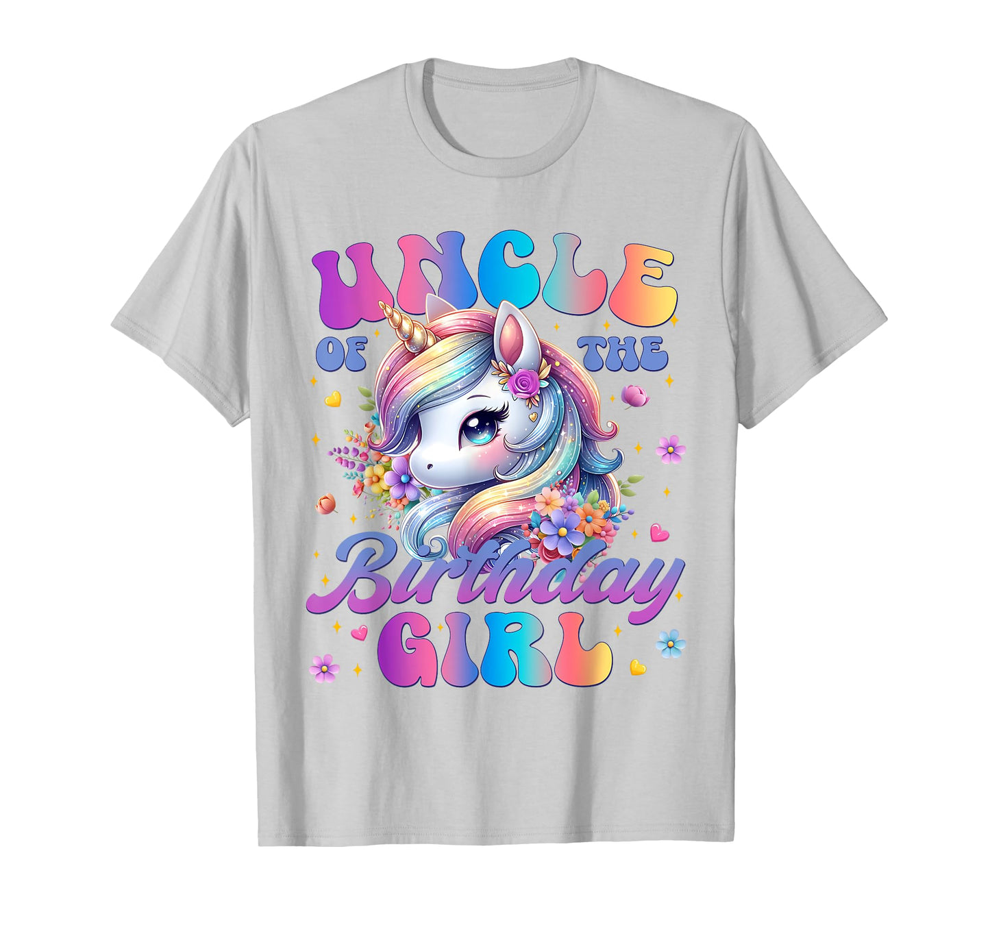 Uncle Of The Birthday Girl Unicorn Flower Family Matching T-Shirt