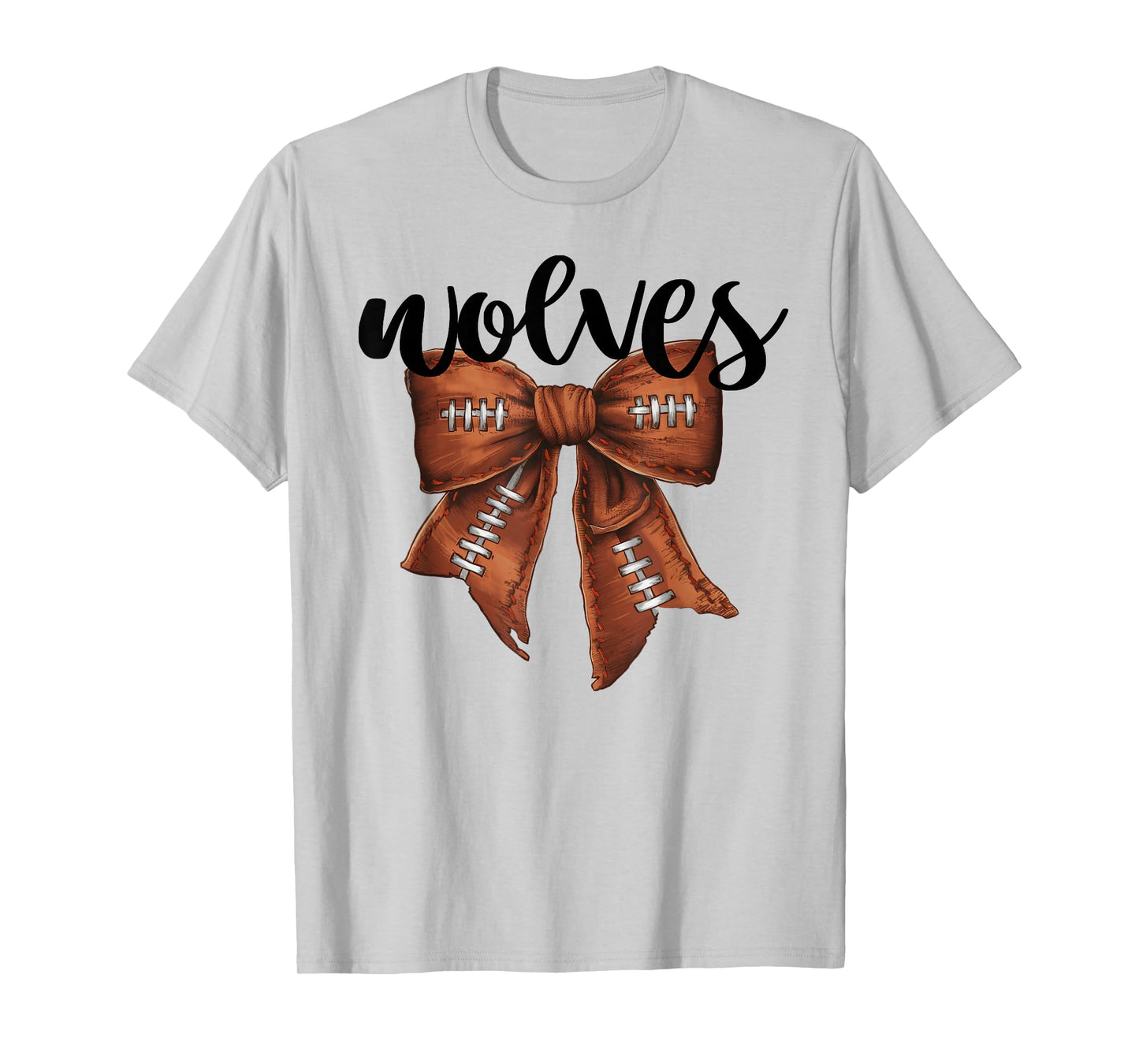 Wolves Football Bow School Spirit Team Mascot Game Night T-Shirt