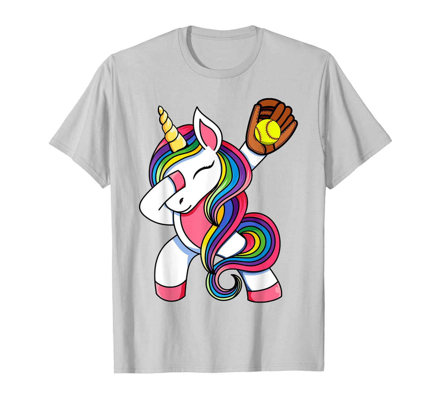 Girls Funny Dabbing Softball Unicorn Apparel, Youth Dab T-Shirt