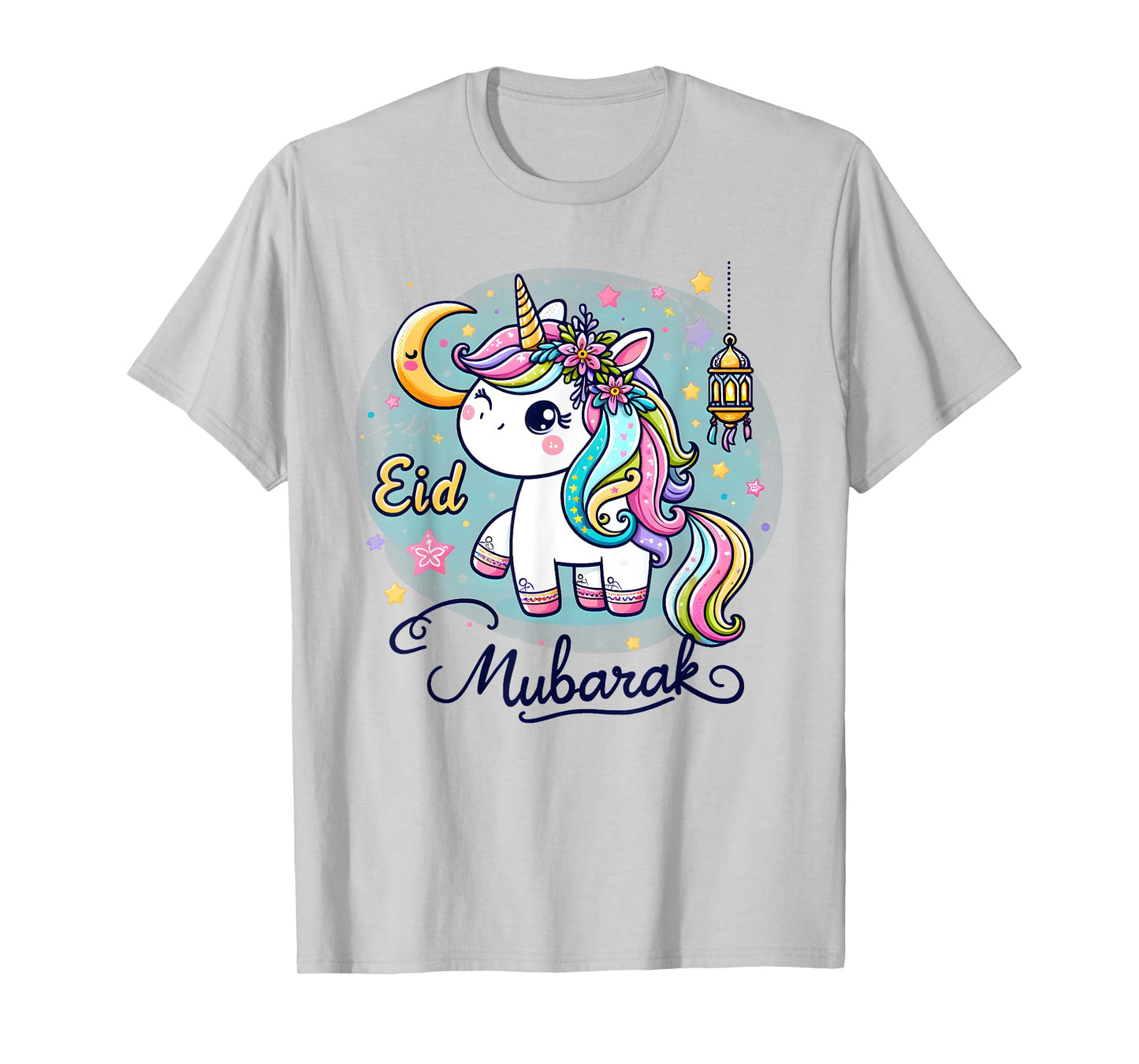 Eid Mubarak 2024 for kids and Mom Girls Eid Mubarak Unicorn T-Shirt