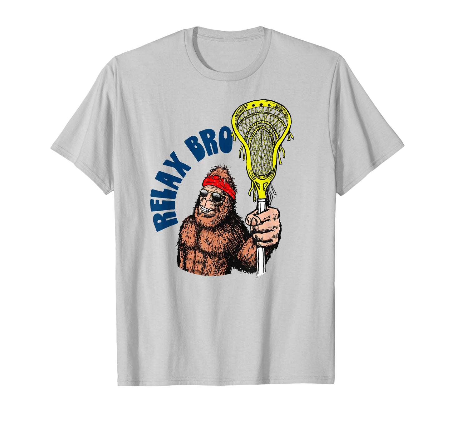 Relax Bro! Funny Sasquatch Lax Bigfoot Lacrosse Vintage 80s T-Shirt