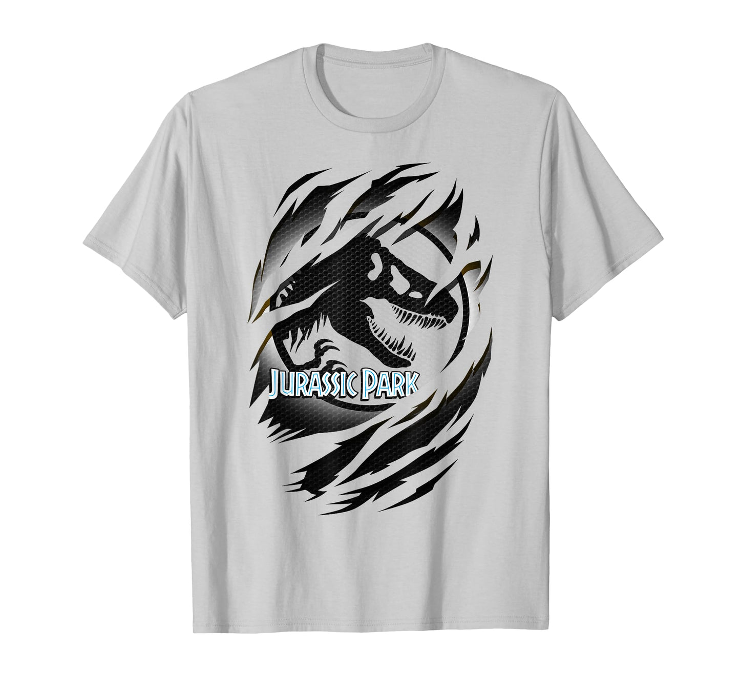 Jurassic Park Slashed White Glow T-Rex Logo Graphic T-Shirt T-Shirt