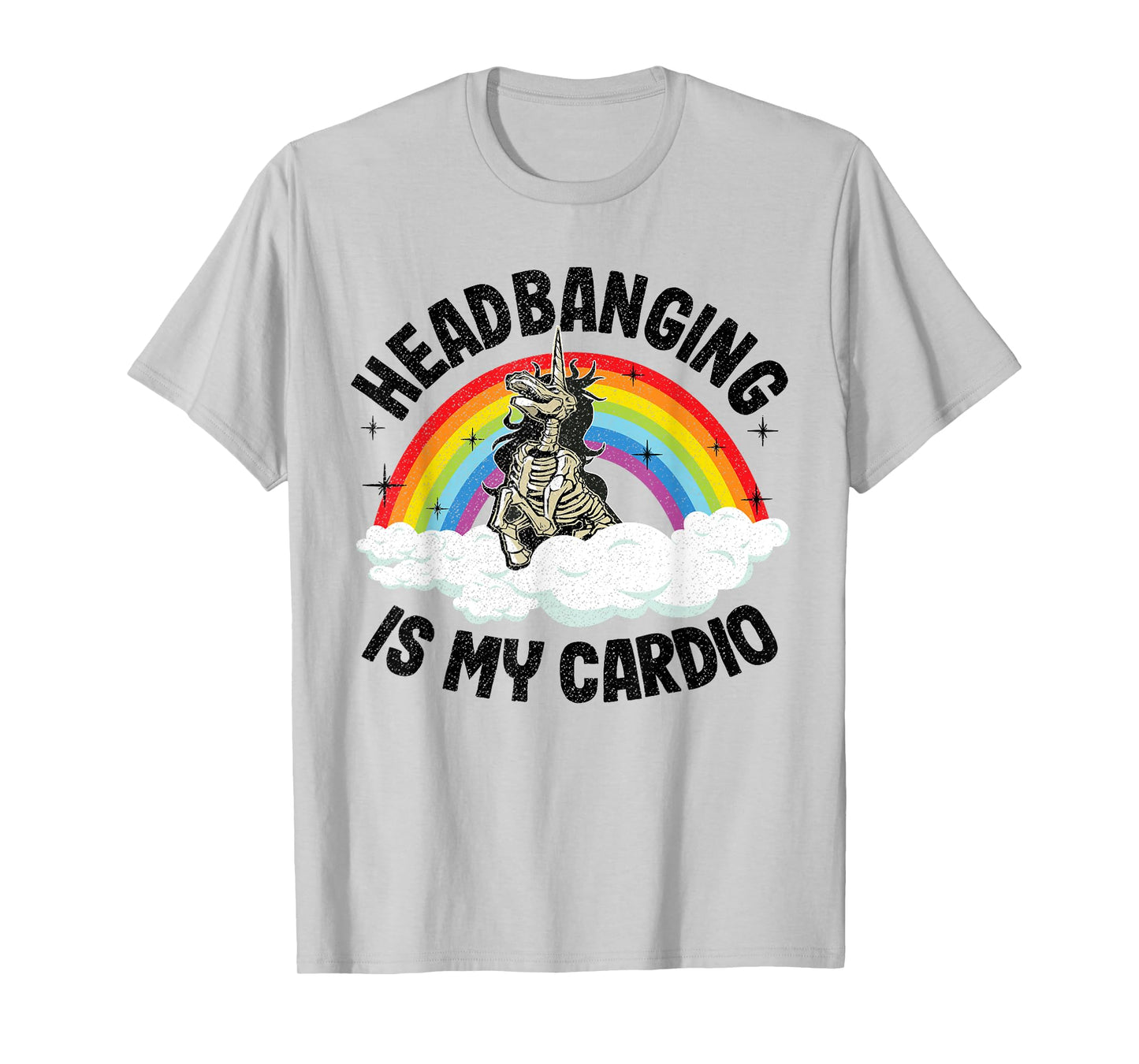 Headbanging Is My Cardio Unicorn Rainbow Funny Death Metal T-Shirt