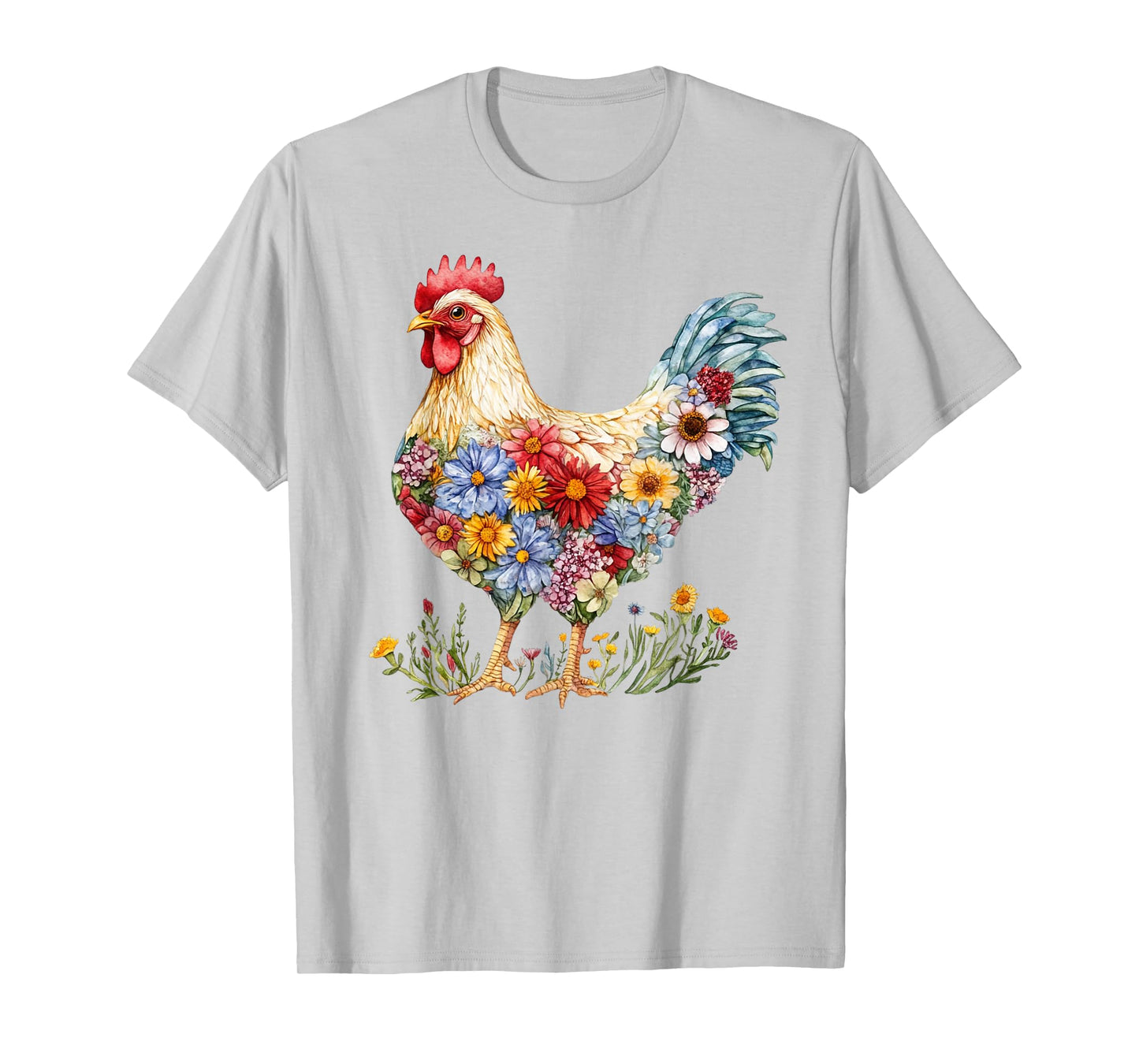 Floral Chicken Lover Wildflower Chicken Mom Gardening Top T-Shirt