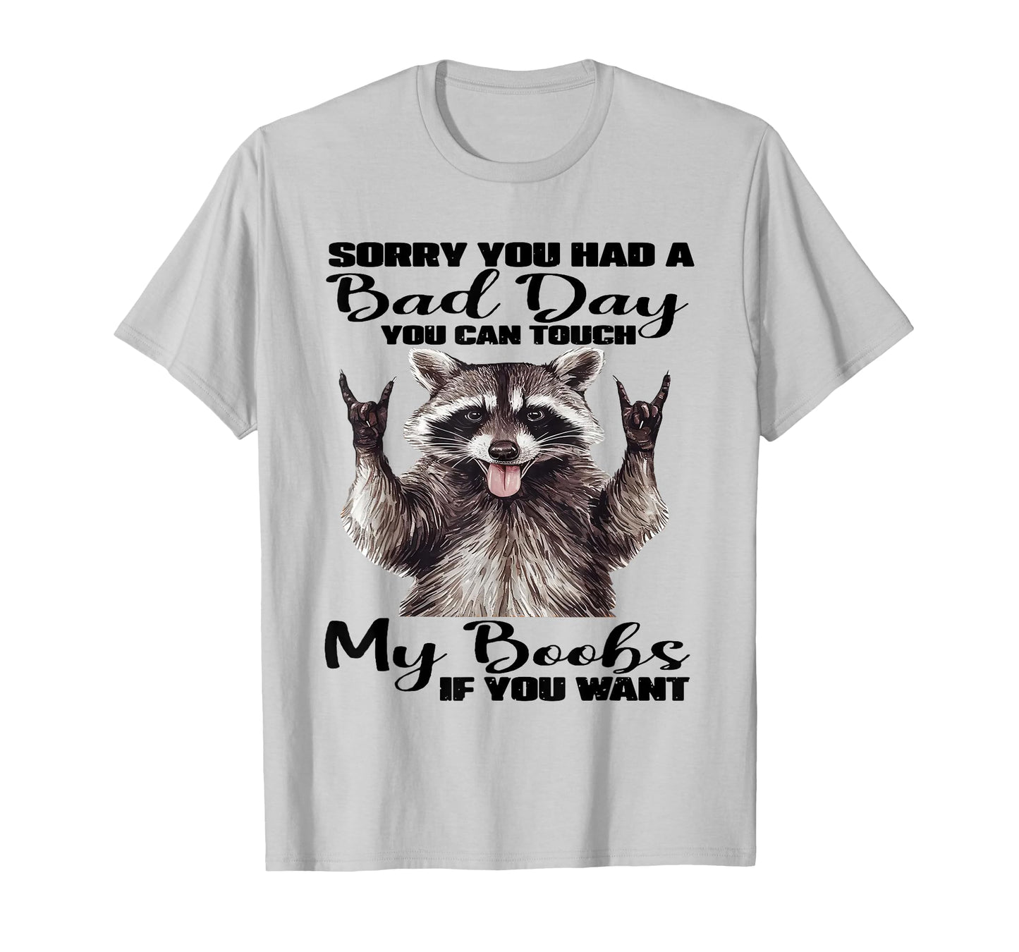 Raccoon Sorry You Had A Bad Day You Can Touch My Boobs Funny T-Shirt