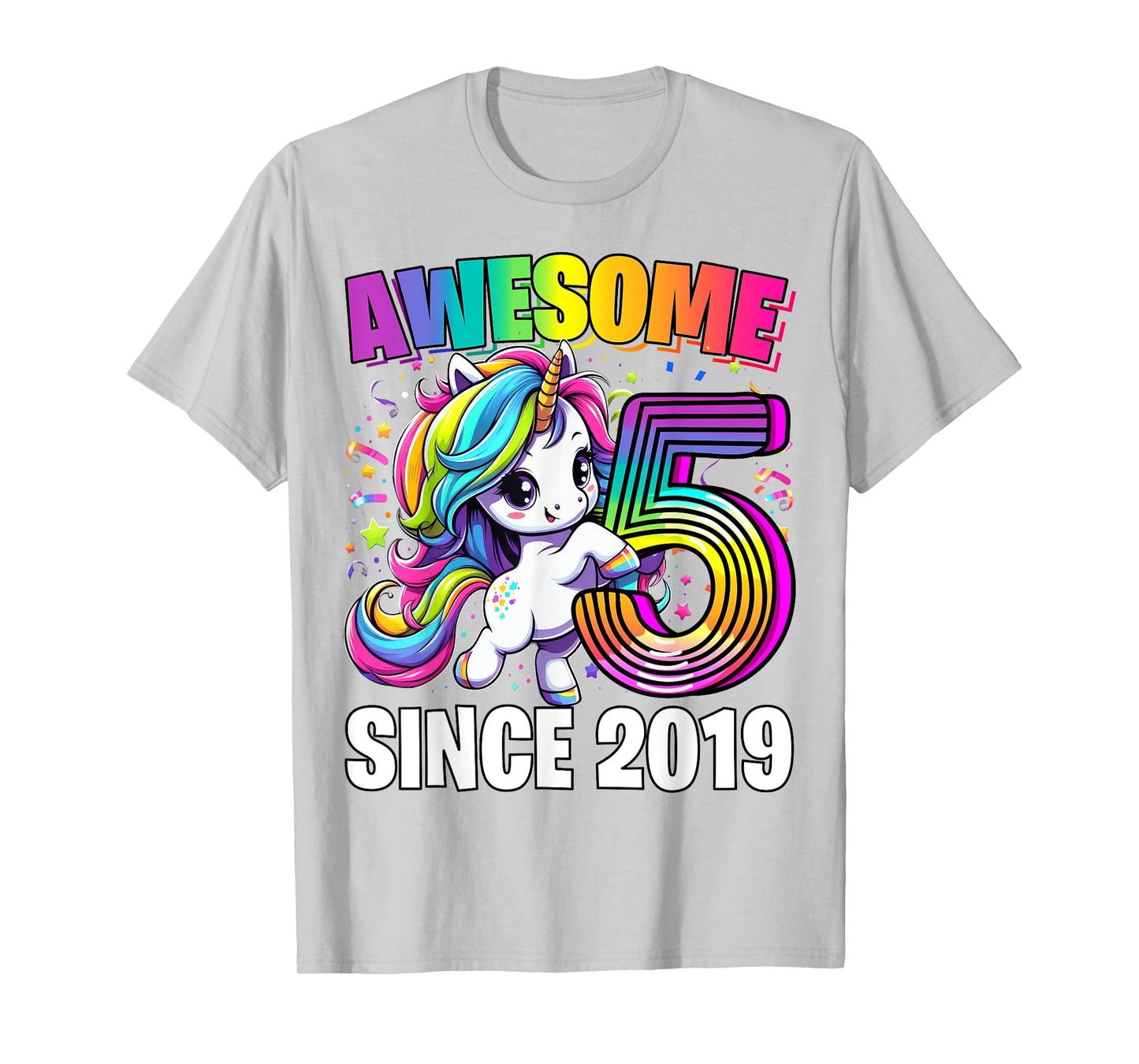Unicorn 5th Birthday 5 Year Old Unicorn Party Girls Outfit T-Shirt