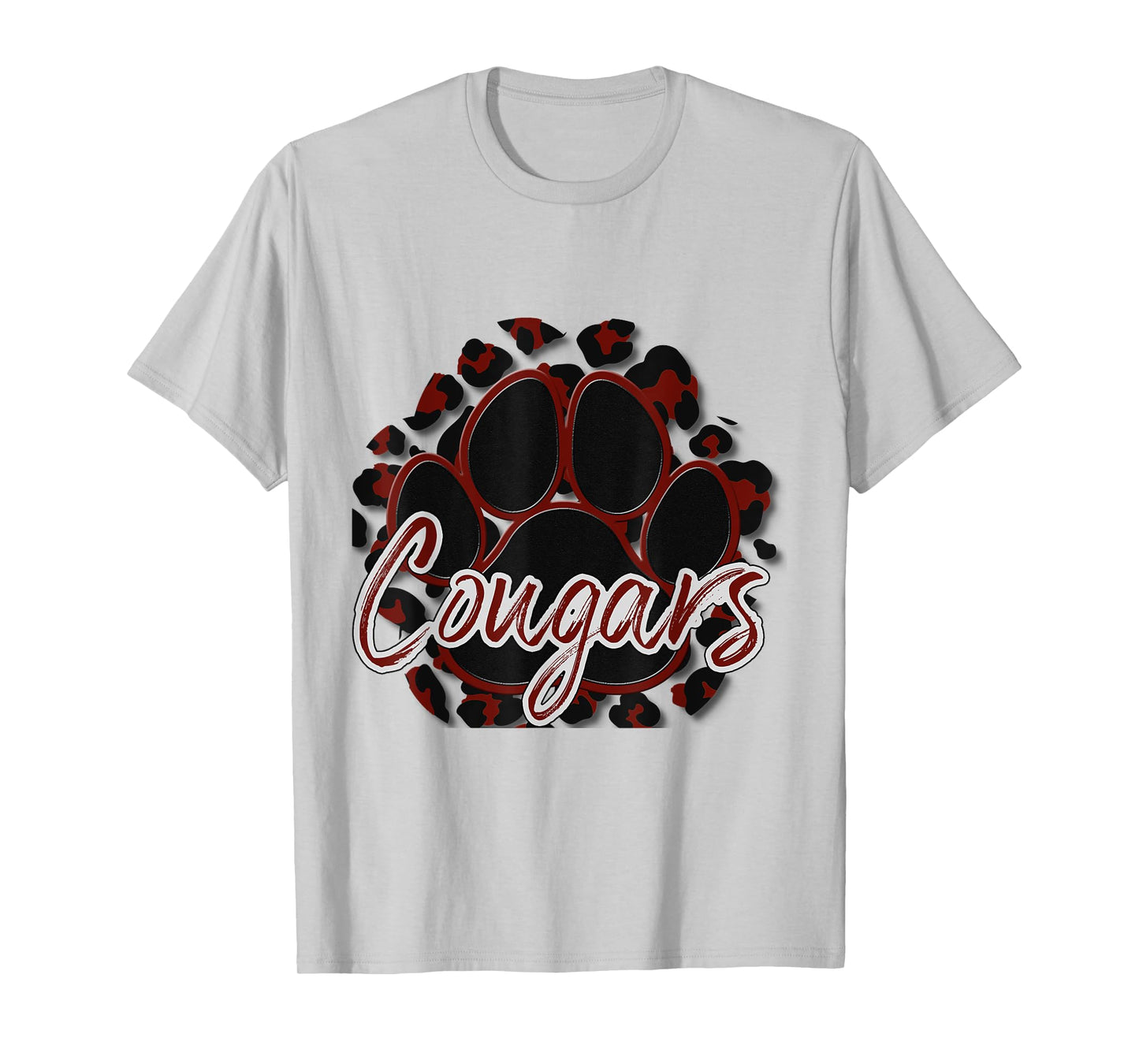 Cougar Maroon Black Cheetah School Sports Fan Team Spirit T-Shirt