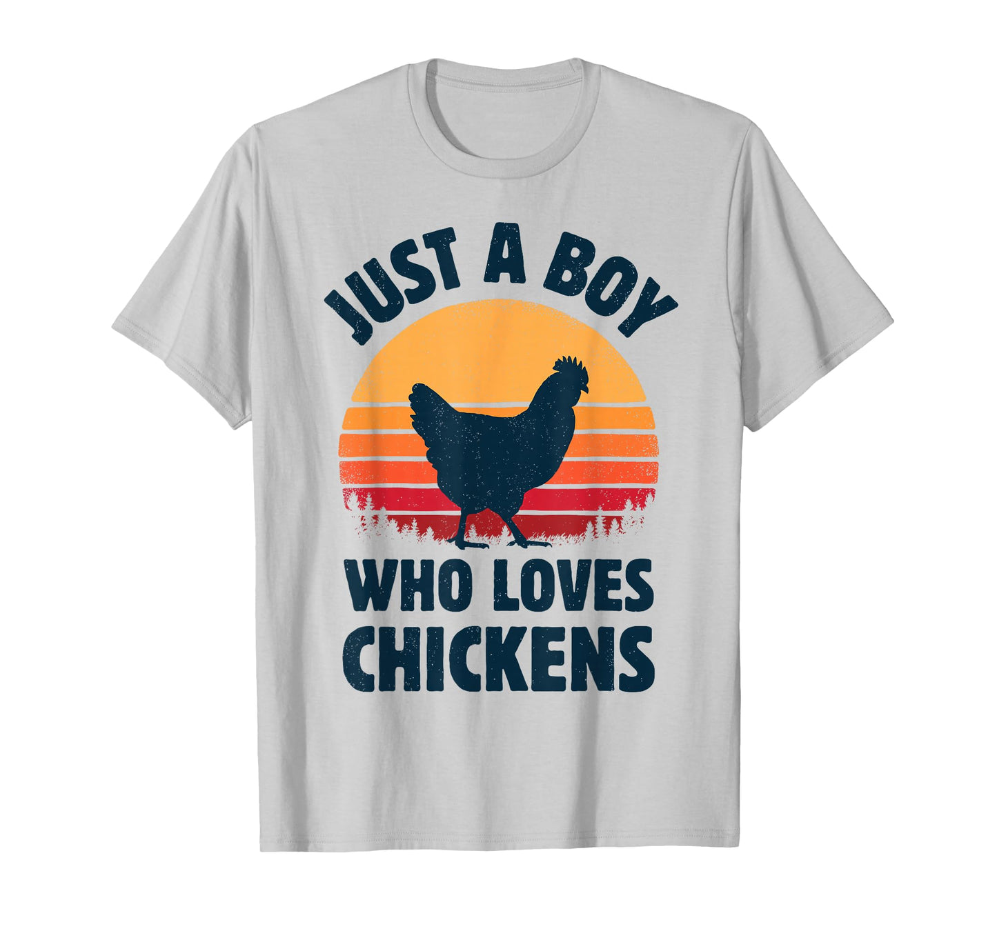 Chicken Just A Boy Who Loves Retro Farm Animal Farmer Sunset T-Shirt