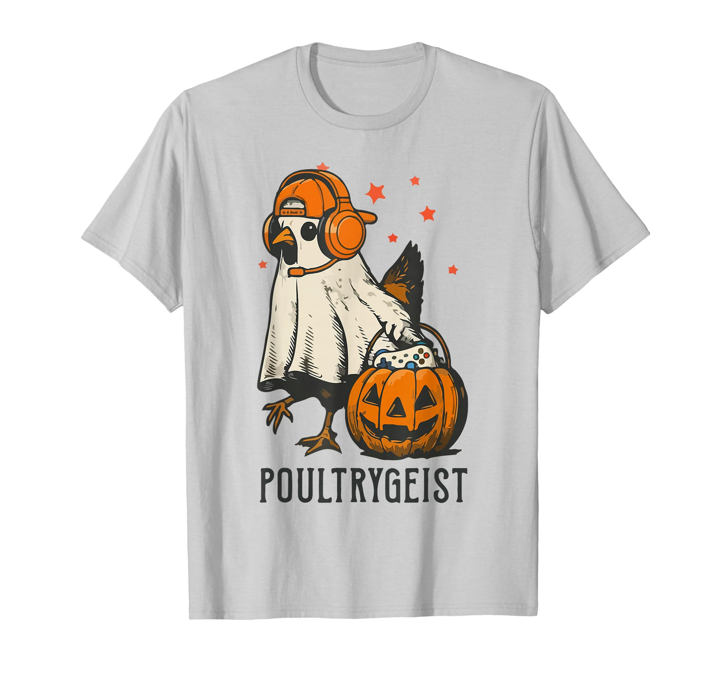Poultrygeist Gamer Chicken Ghost Fall Spooky Season Costume T-Shirt
