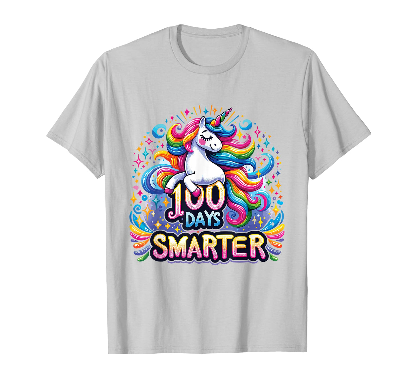 100 Days Smarter Unicorn Girls Teacher 100th Day of School T-Shirt