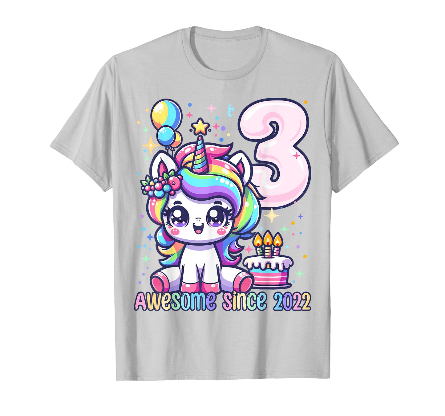 Unicorn 3rd Birthday 3 Year Old Unicorn Party Girls Outfit T-Shirt