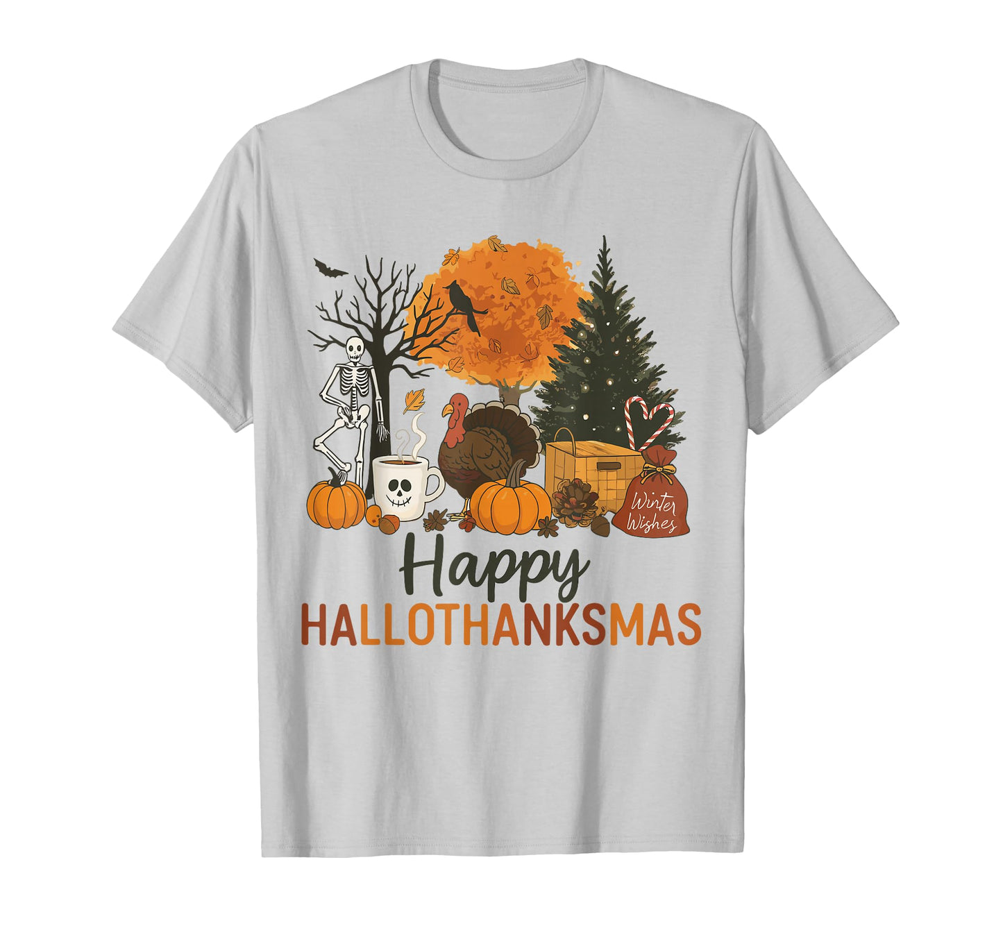 Halloween Thanksgiving Christmas Turkey Happy HalloThanksMas T-Shirt