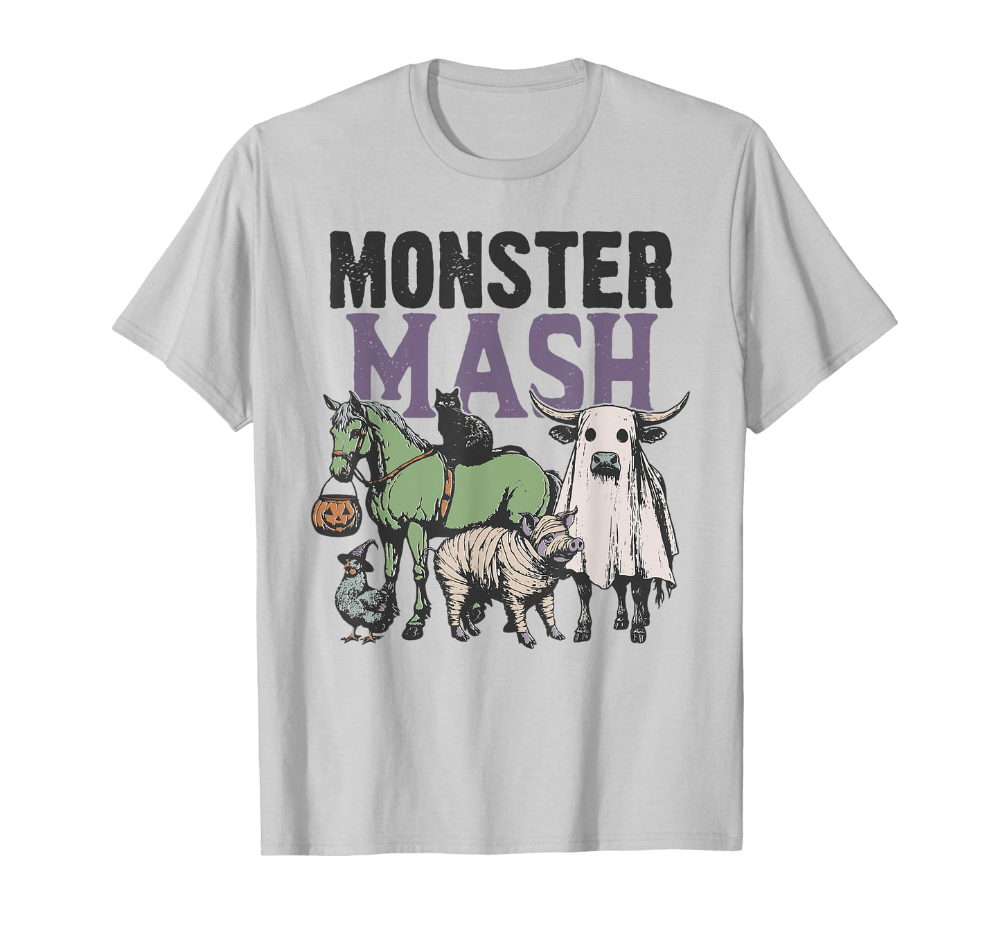 Monster Mash Country Halloween Farm Animal Horse Ghost Cow T-Shirt