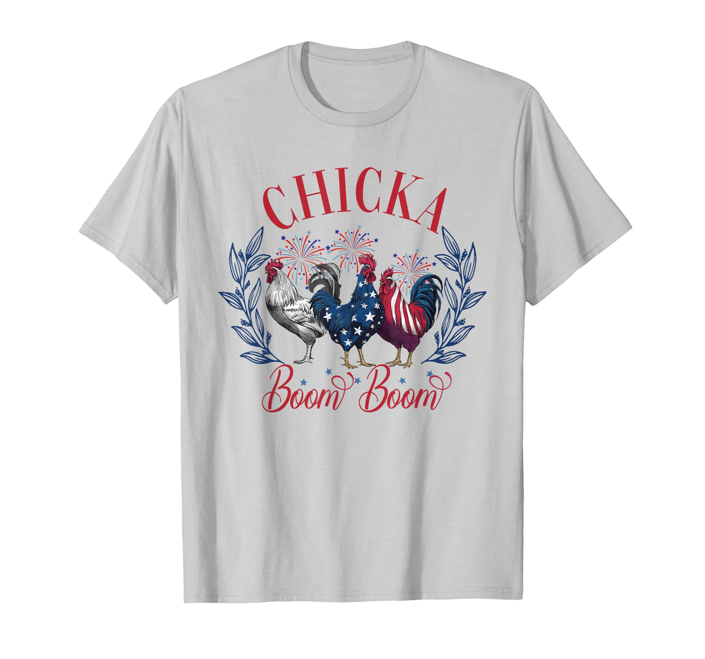Chicka Boom Boom Cute Chicken Retro 4th of July America T-Shirt for Women Men
