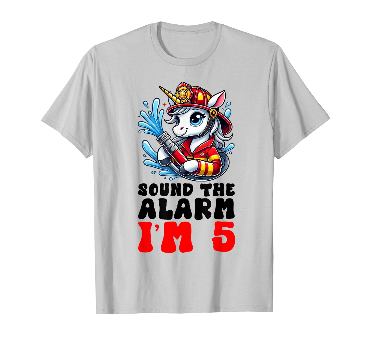Unicorn Firefighter Fireman Kids 5th Birthday 5 Year Old T-Shirt