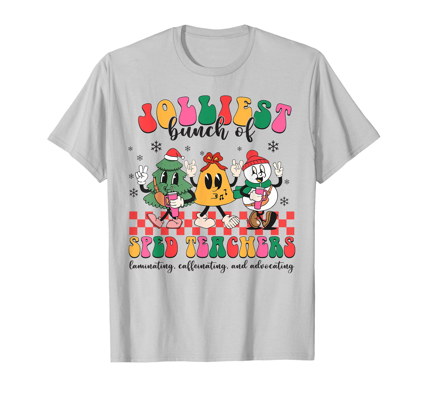 Christmas Jolliest Bunch Of Sped Teachers Cute Groovy Xmas T-Shirt