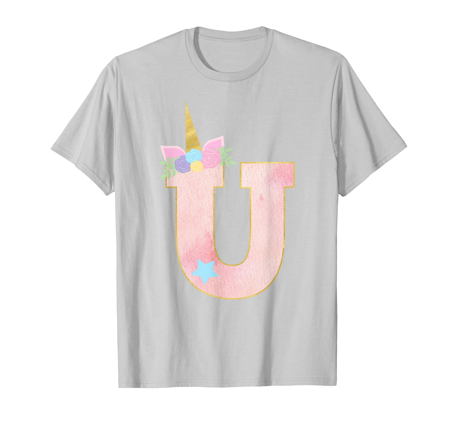 Initial Letter U Unicorn Monogram for Girls Unicorn Birthday T-Shirt