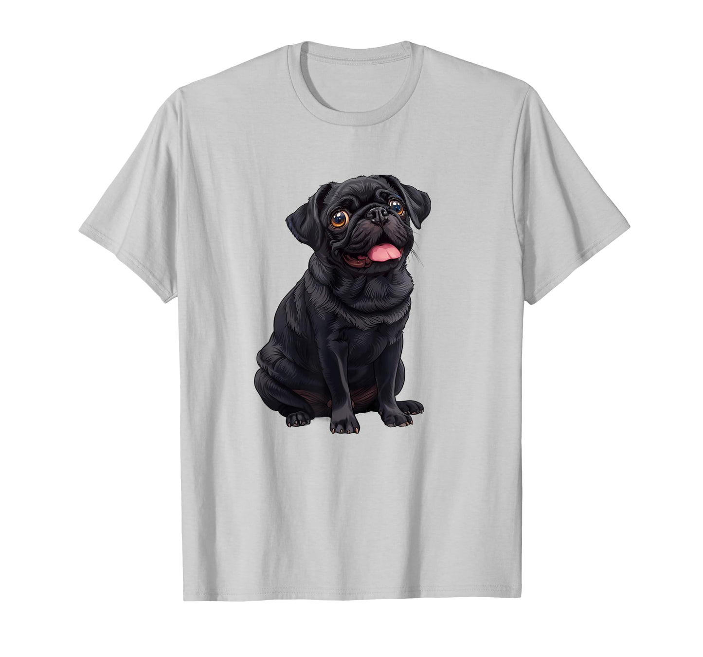 Funny Mens Womens & Kids Happy Panting Black Pug Lover T-Shirt