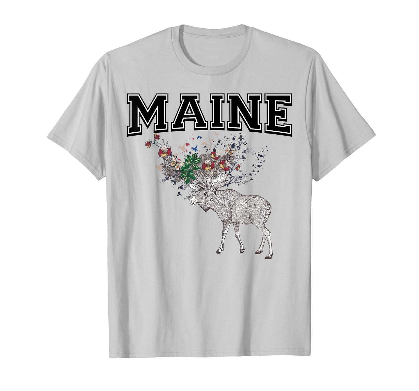 Maine Shirts Sweatshirts Hoodies Designs Co. Unisex-Adults Maine Moose Animal T-Shirt Gift for Men Women and Kids T-Shirt Blue Small Classic Fit Crew Neck Short Sleeve