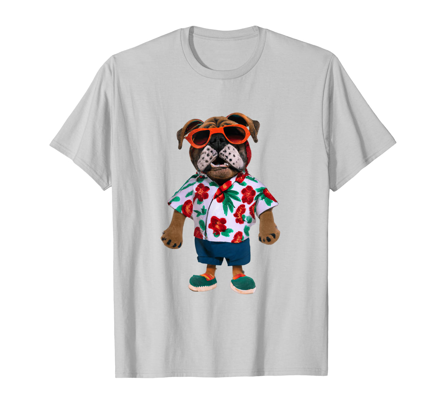 Bulldog Wearing A Hawaiian Shirt T-Shirt