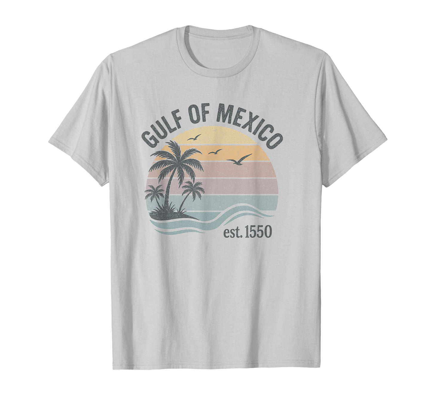 Gulf of Mexico Est. 1550 Pastel Retro Beach Sunset T-Shirt