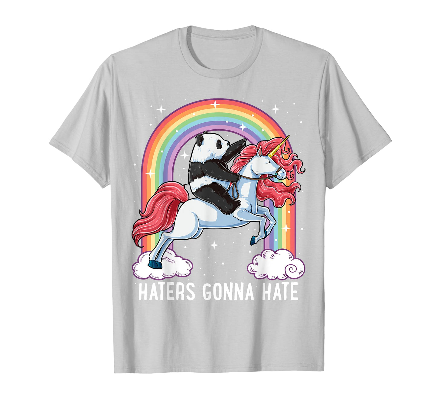 Panda Riding Unicorn Funny Haters Gonna Hate Pandicorn Girls T-Shirt