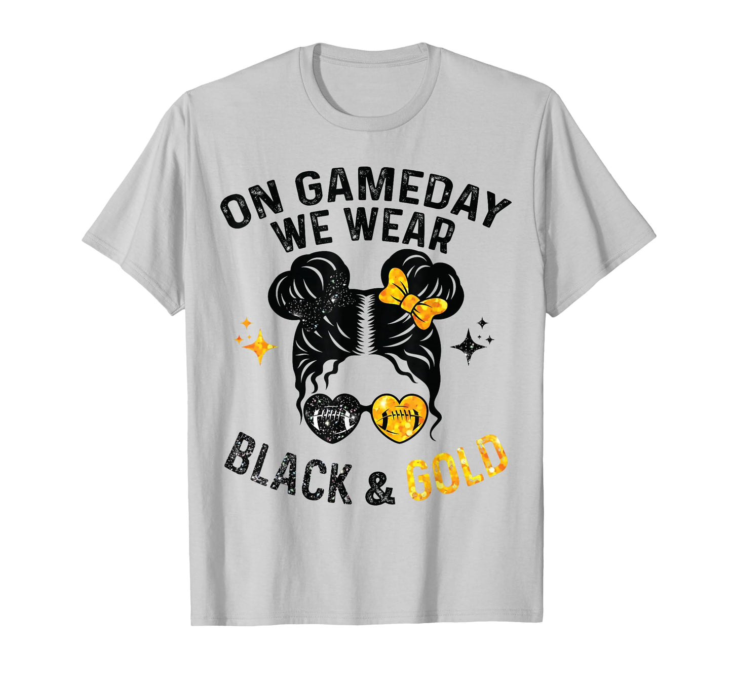 On Gameday We Wear Black and Gold Messy Football T-Shirt