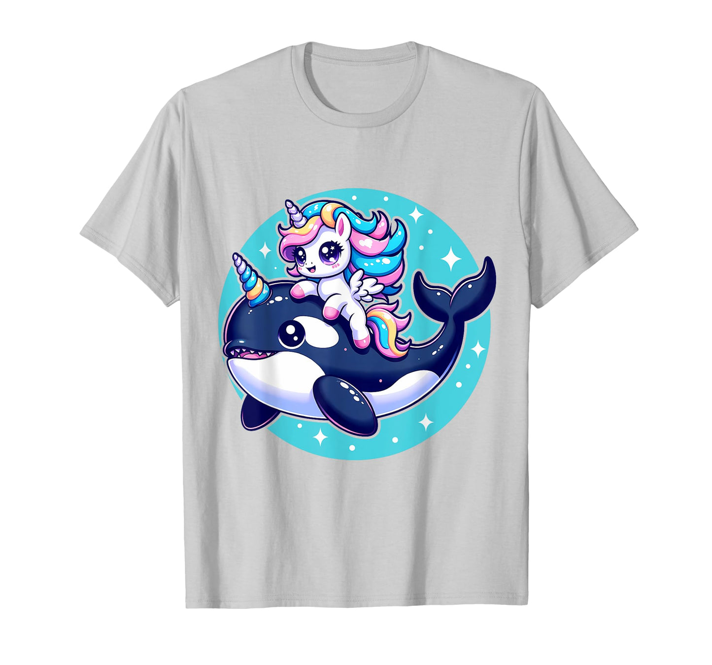 Cute Unicorn Riding Orca Killer Whale Lover Girls Kids T-Shirt