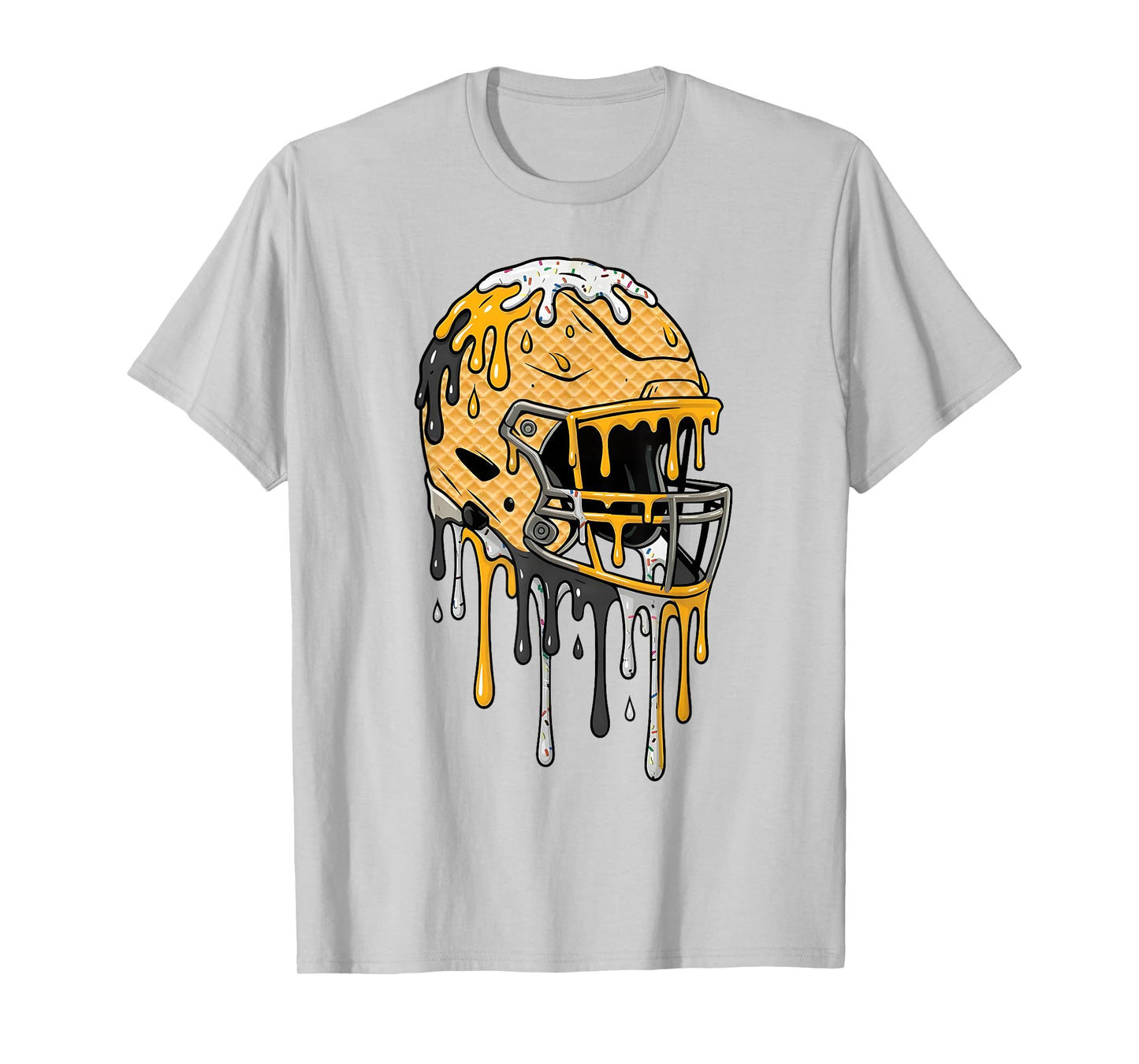 Football Helmet Black and Gold Ice Cream Drip Boys Kids T-Shirt