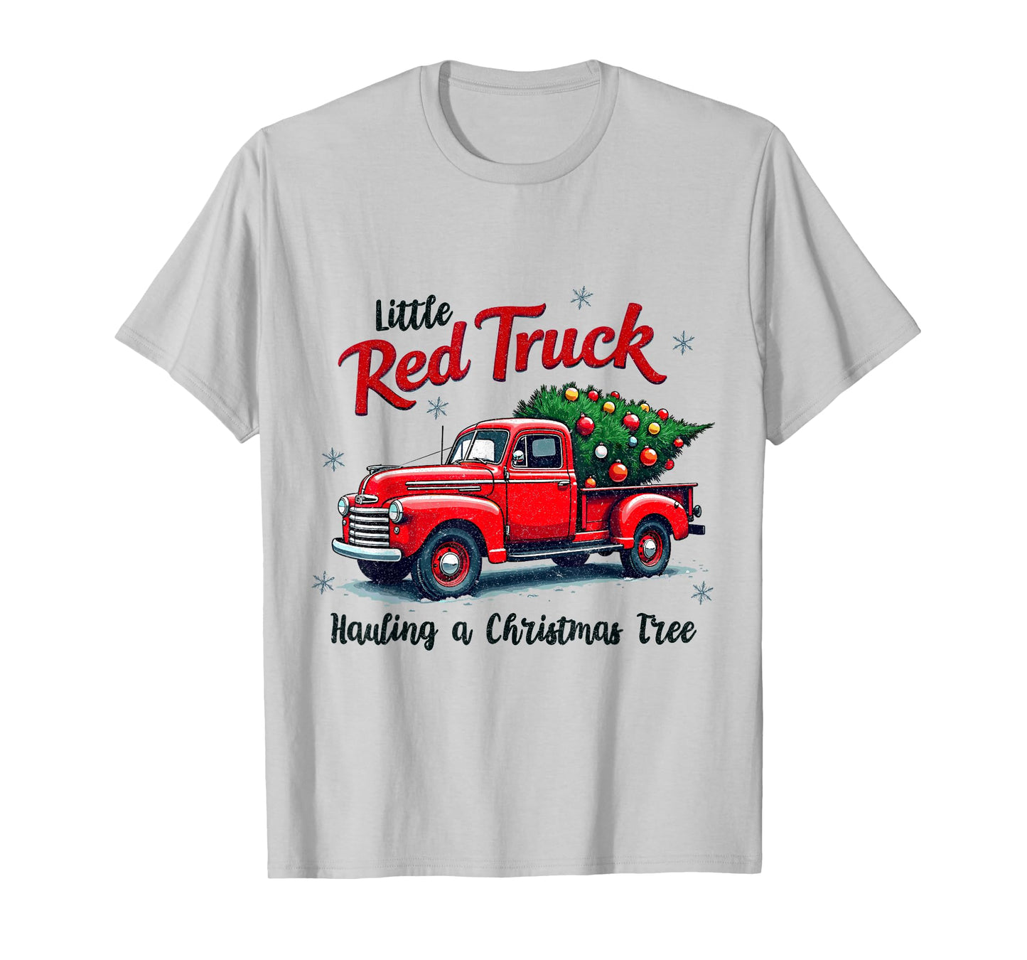 Little Red Truck Hauling a Christmas Tree Family Matching T-Shirt