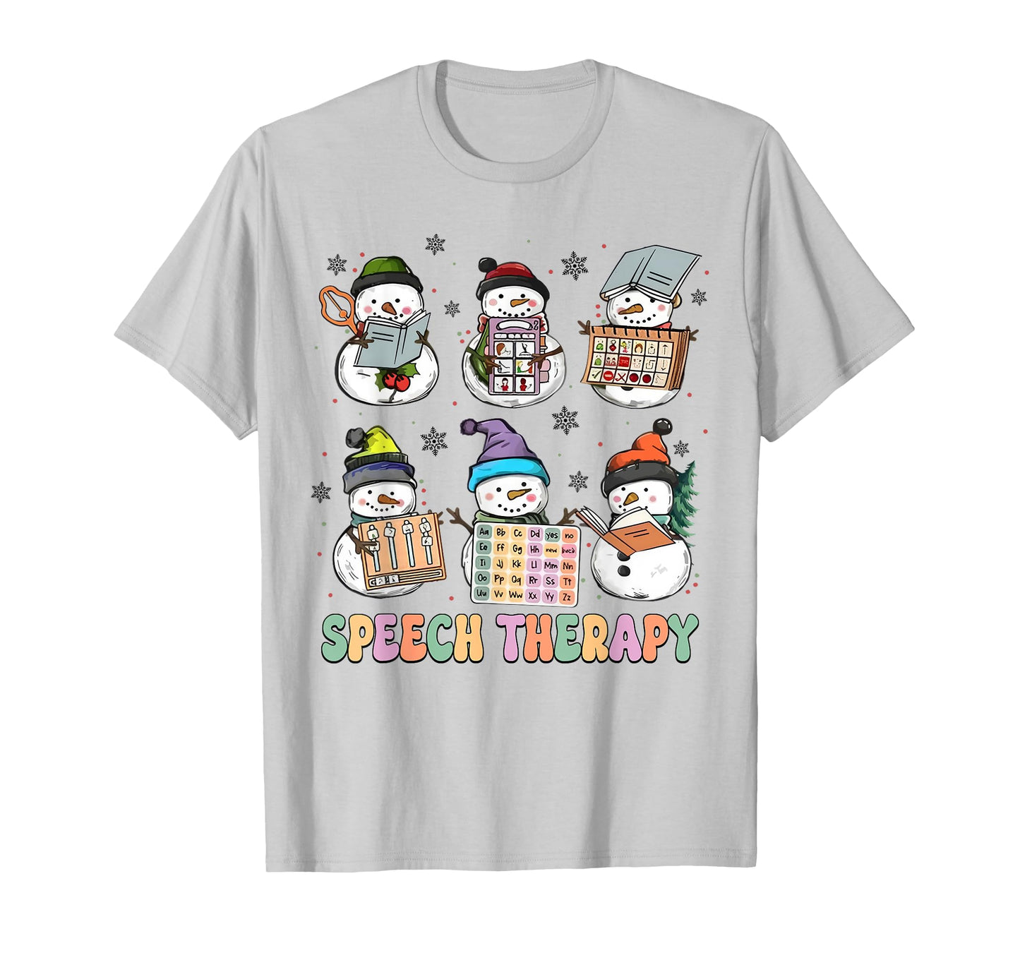 Cute Speech Therapy Christmas Snowman SLP Speech Pathologist T-Shirt