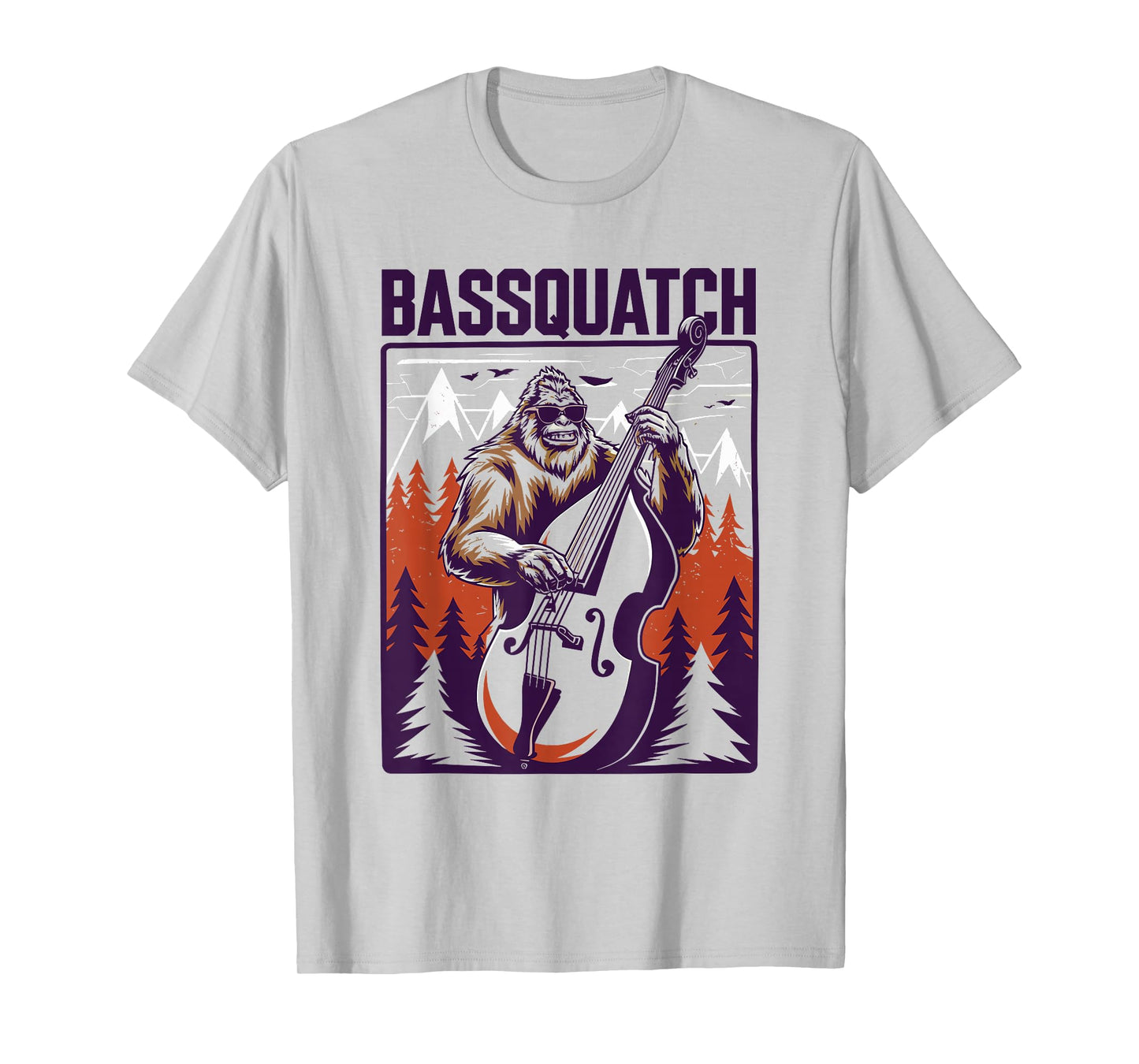 C.J.'s Sasquatch Bigfoot Double Bass Fiddle Gifts Bassquatch Bigfoot Double Bass Fiddle Upright Bass Sasquatch T-Shirt - Men's Yellow Small Classic Fit Crew Neck Short Sleeve Graphic T-Shirt