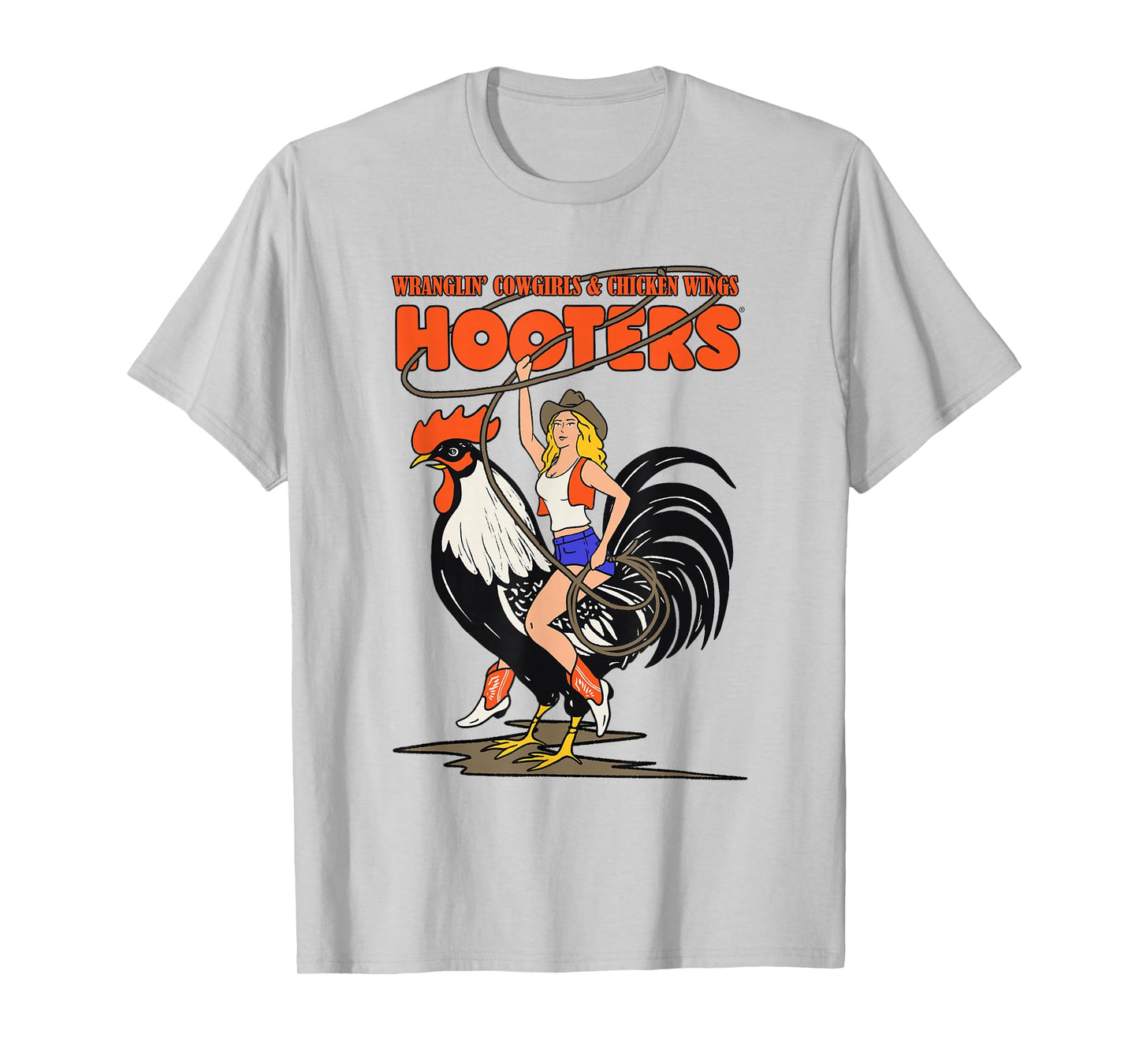Hooters Wranglin' Cowgirl Riding Rooster T-Shirt