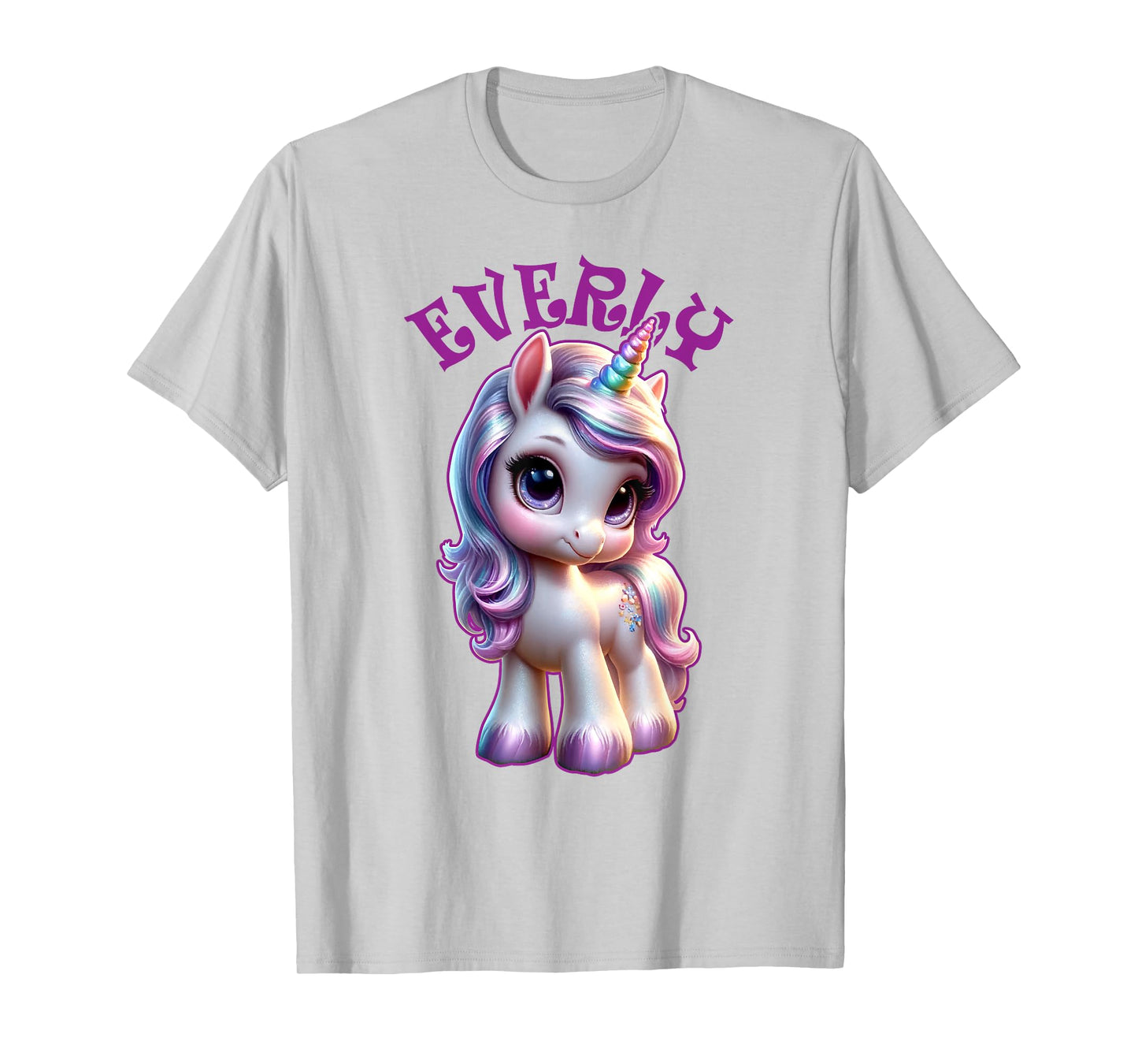 Everly Cute Unicorn Design for Girls Name Everly T-Shirt