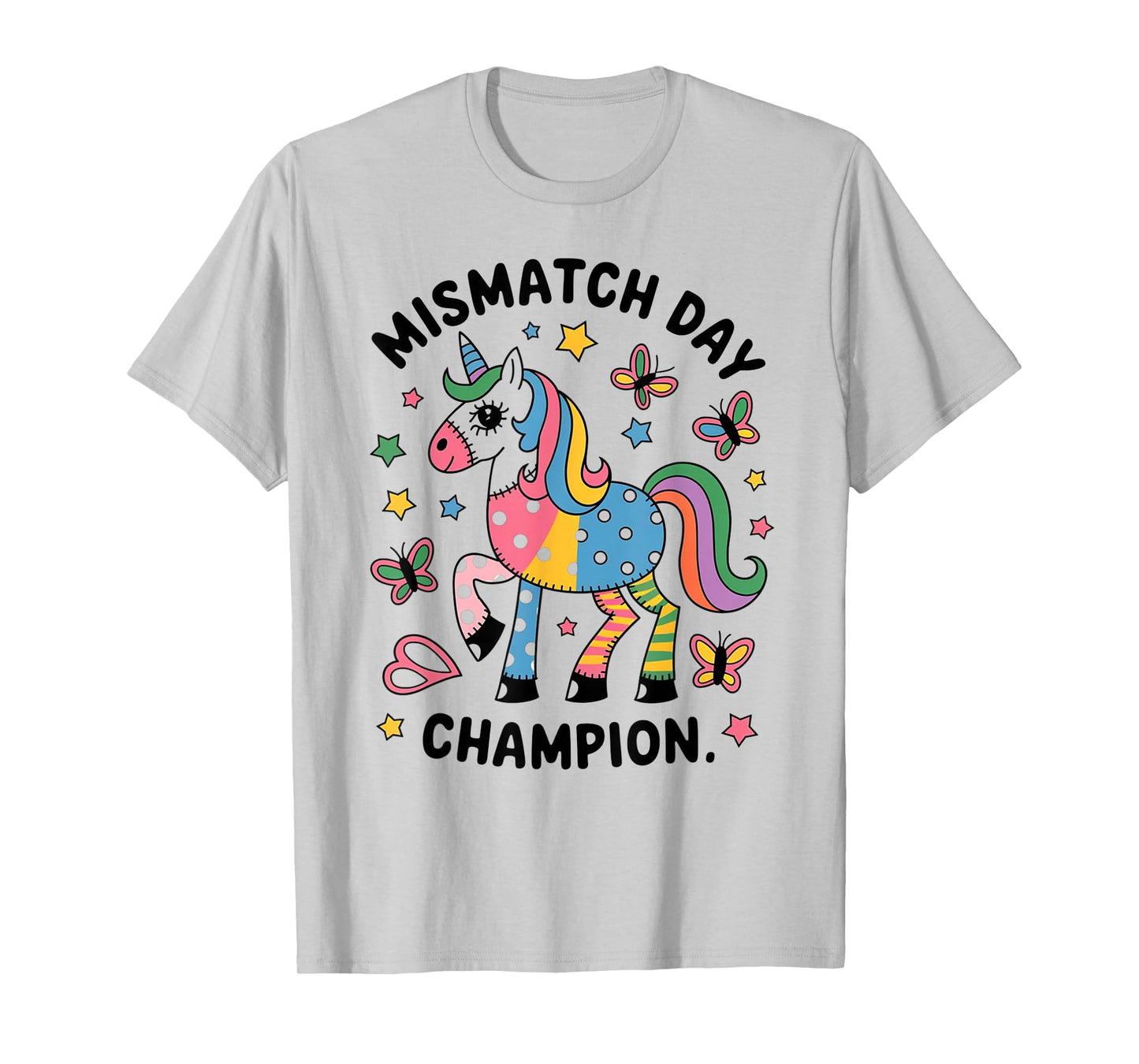Mismatch Day Champion Funny Colorful Unicorn T-Shirt