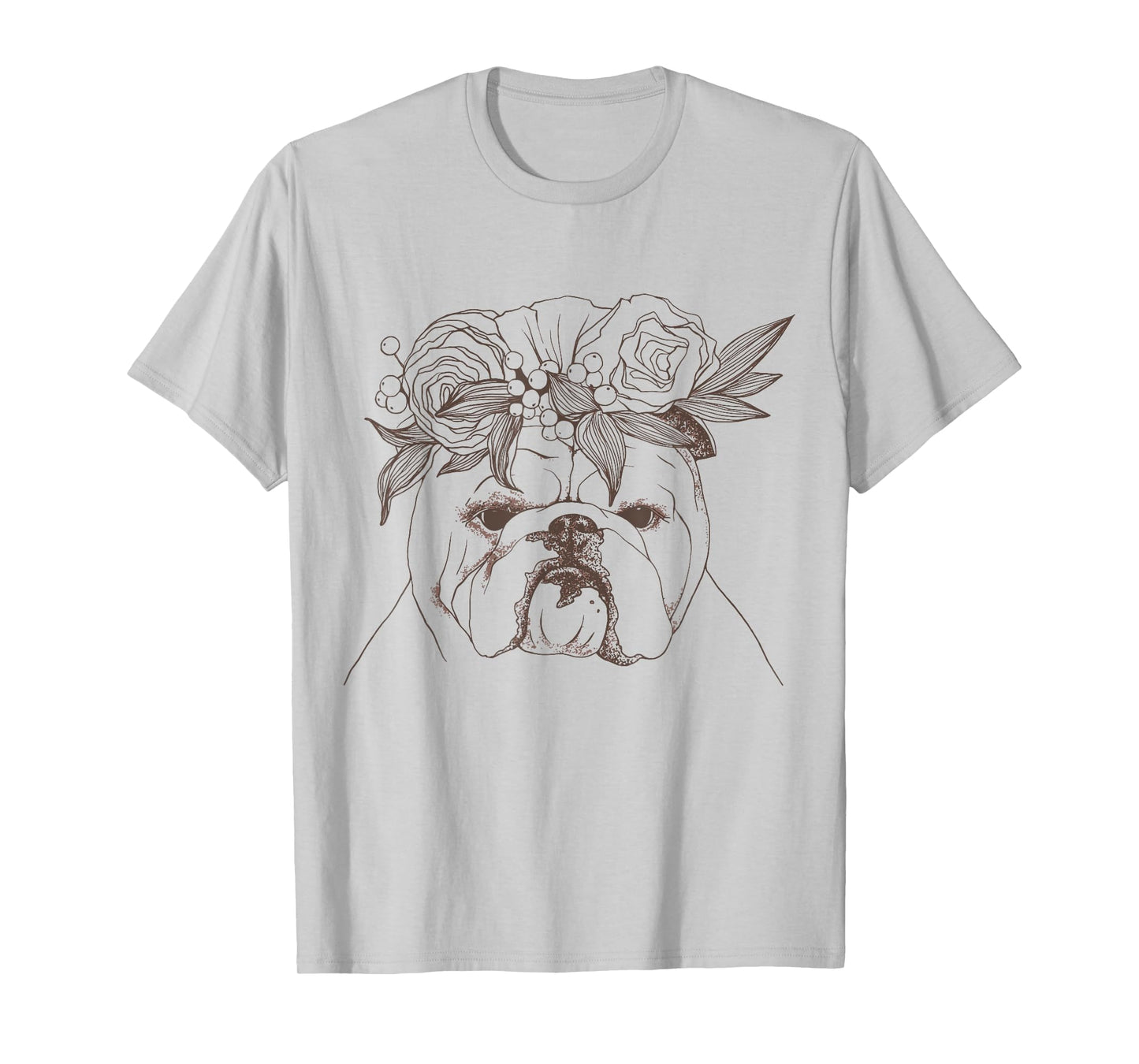 Flower Bouquet English British Bulldog T-Shirt for Men Women Girls Kids