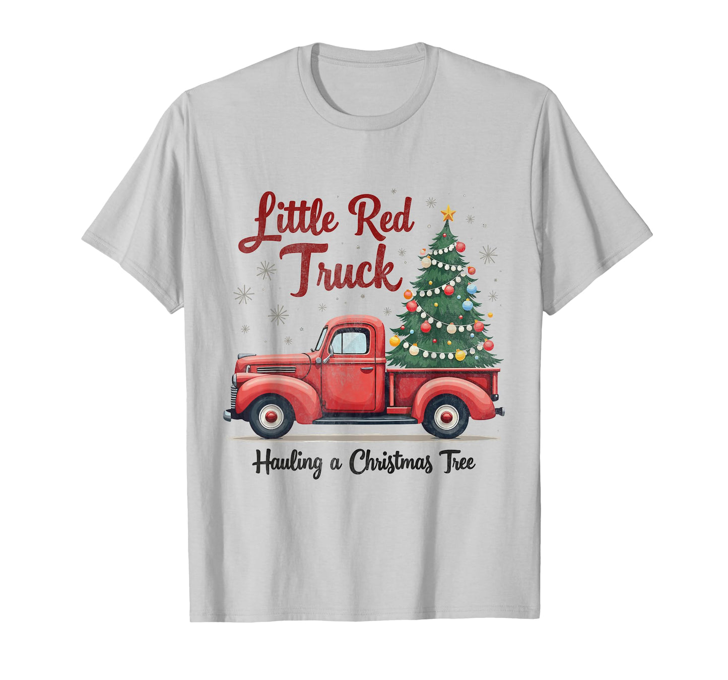 Little Red Truck Hauling a Christmas Tree Family Matching T-Shirt