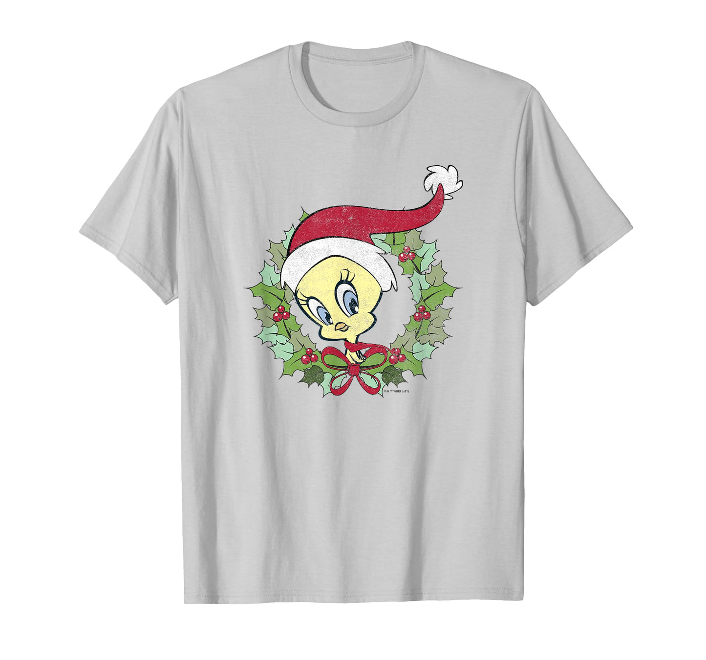 Looney Tunes Tweety Bird Christmas Wreath Santa Hat T-Shirt