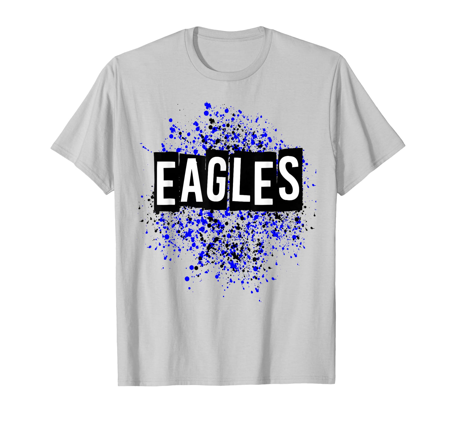 Splatter Dots Eagles School Spirit Blue Black T-Shirt