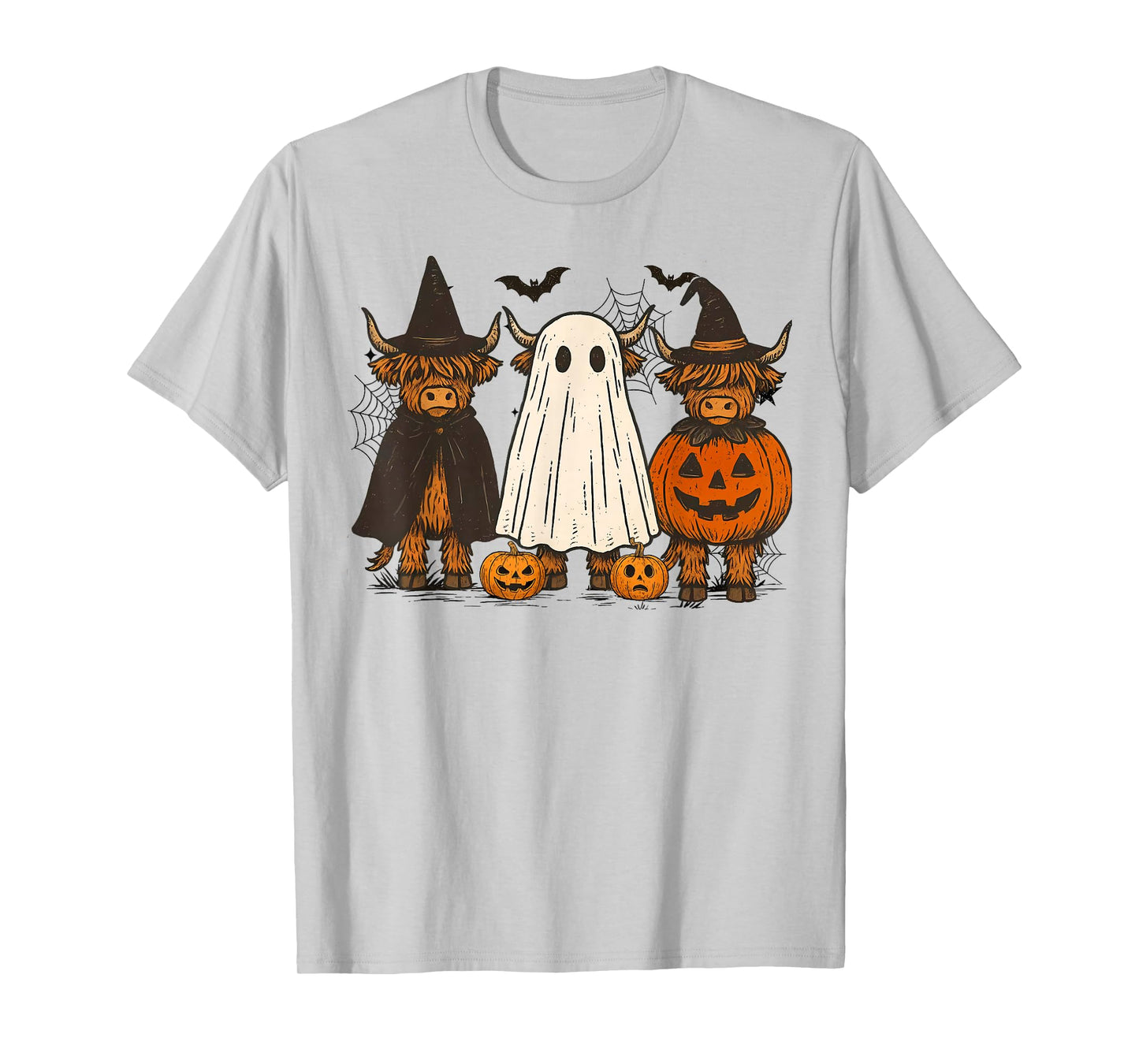 Halloween Highland Cow Witchy Cow Spooky Pumpkin Hello Fall T-Shirt