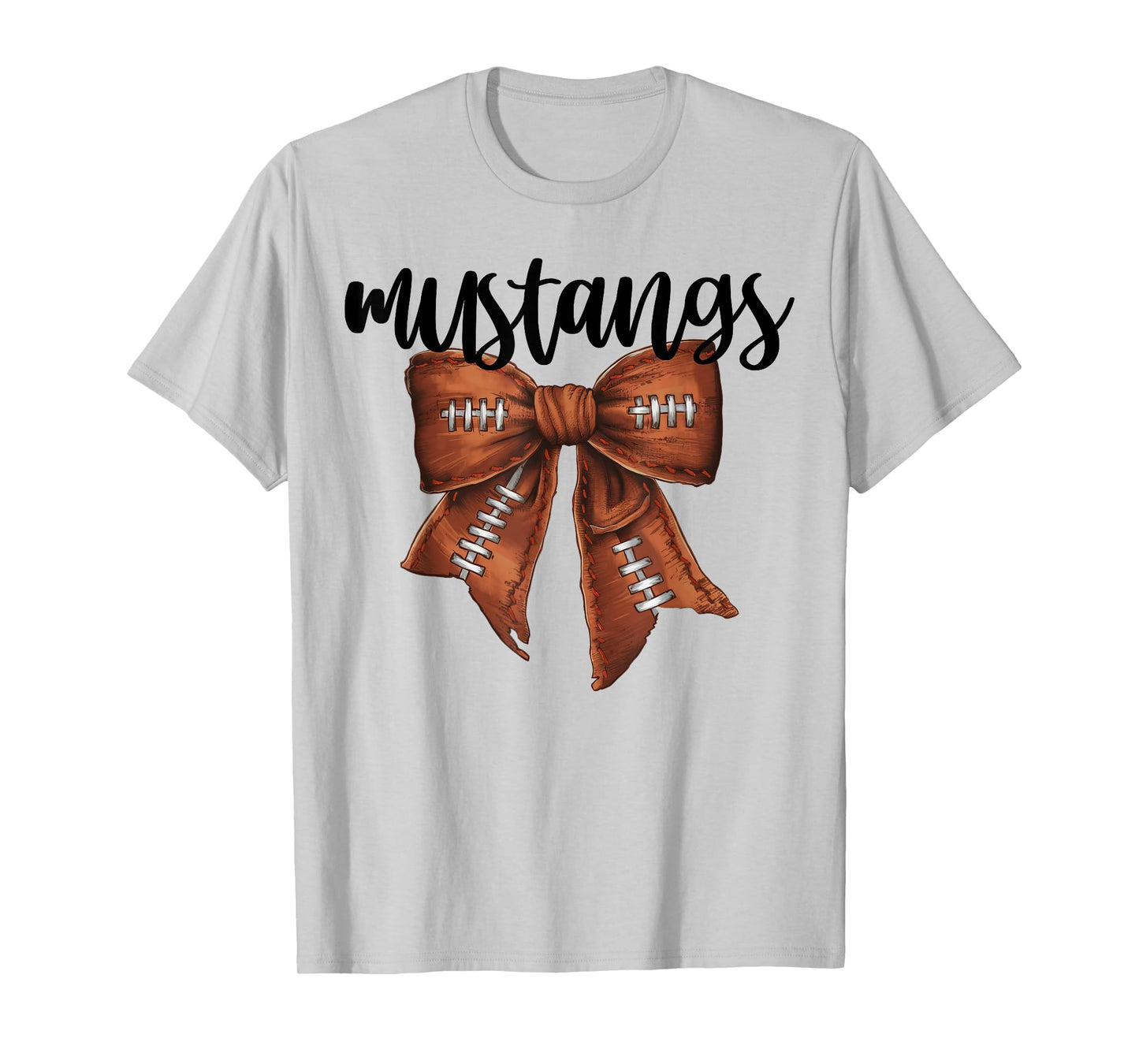 Mustangs Football Bow School Spirit Team Mascot Game Night T-Shirt
