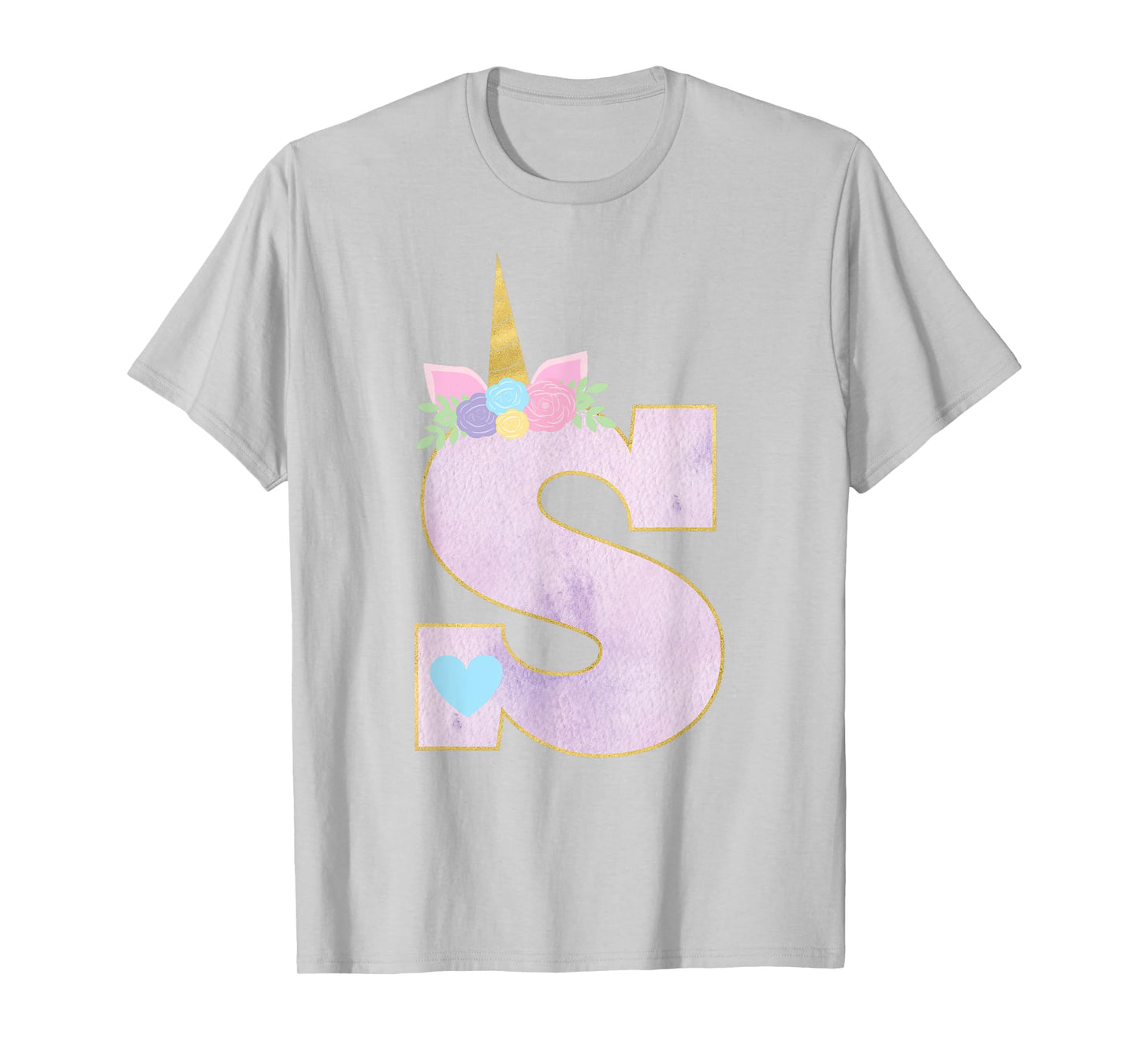 Girls Unicorn with Letter S Initial Monogram for Birthday T-Shirt